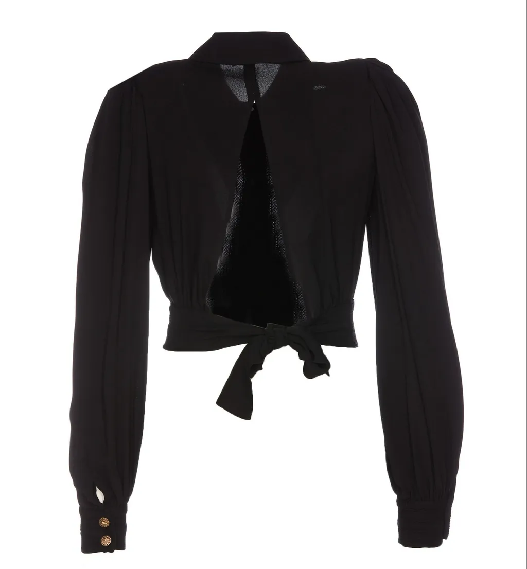 Puff-Sleeved Cropped Blouse