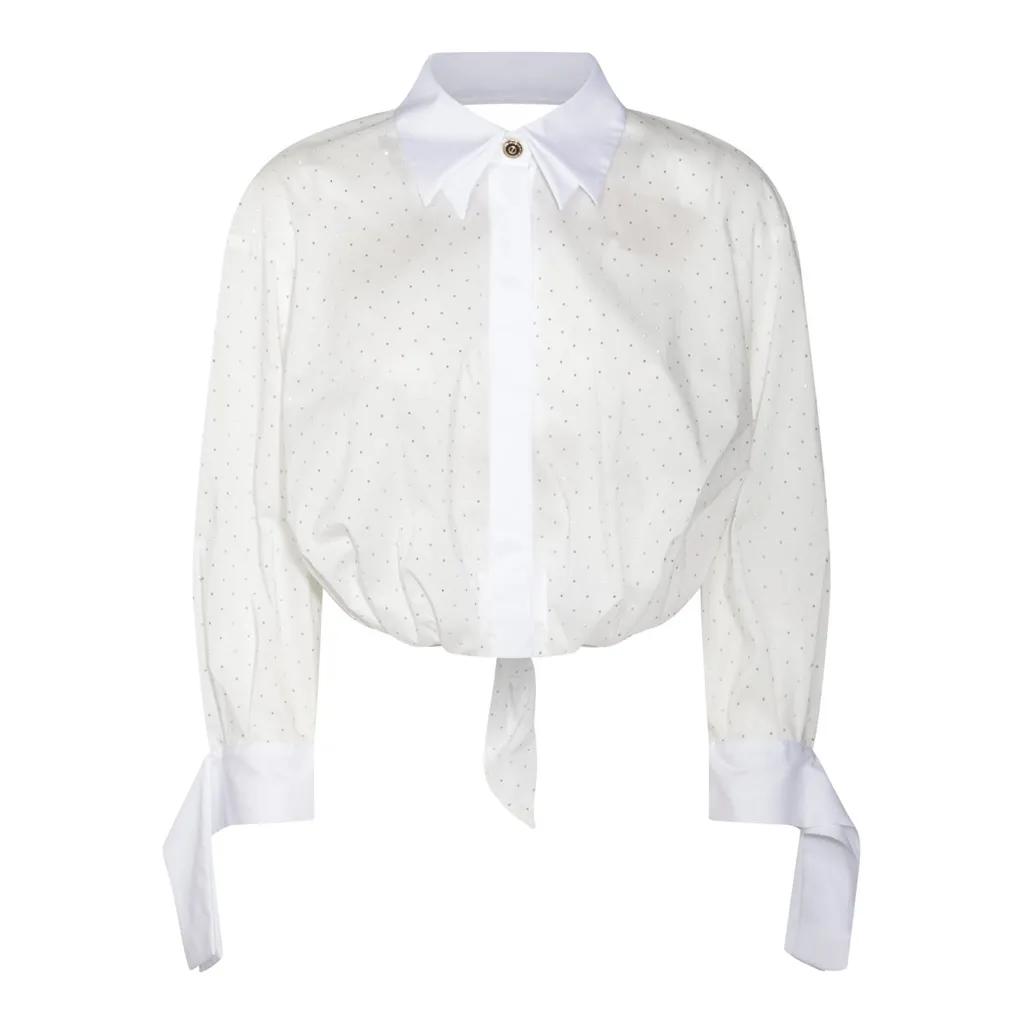 Knotted Embellished Poplin Shirt
