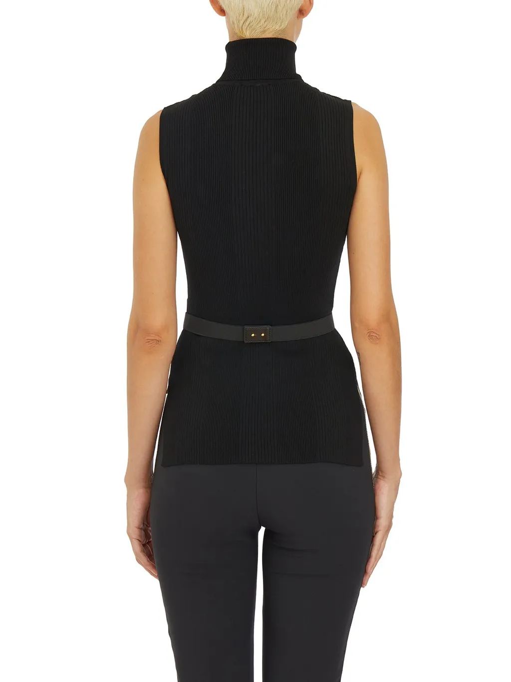 Logo Embroidered Narrow-Ribbed Turtleneck Top