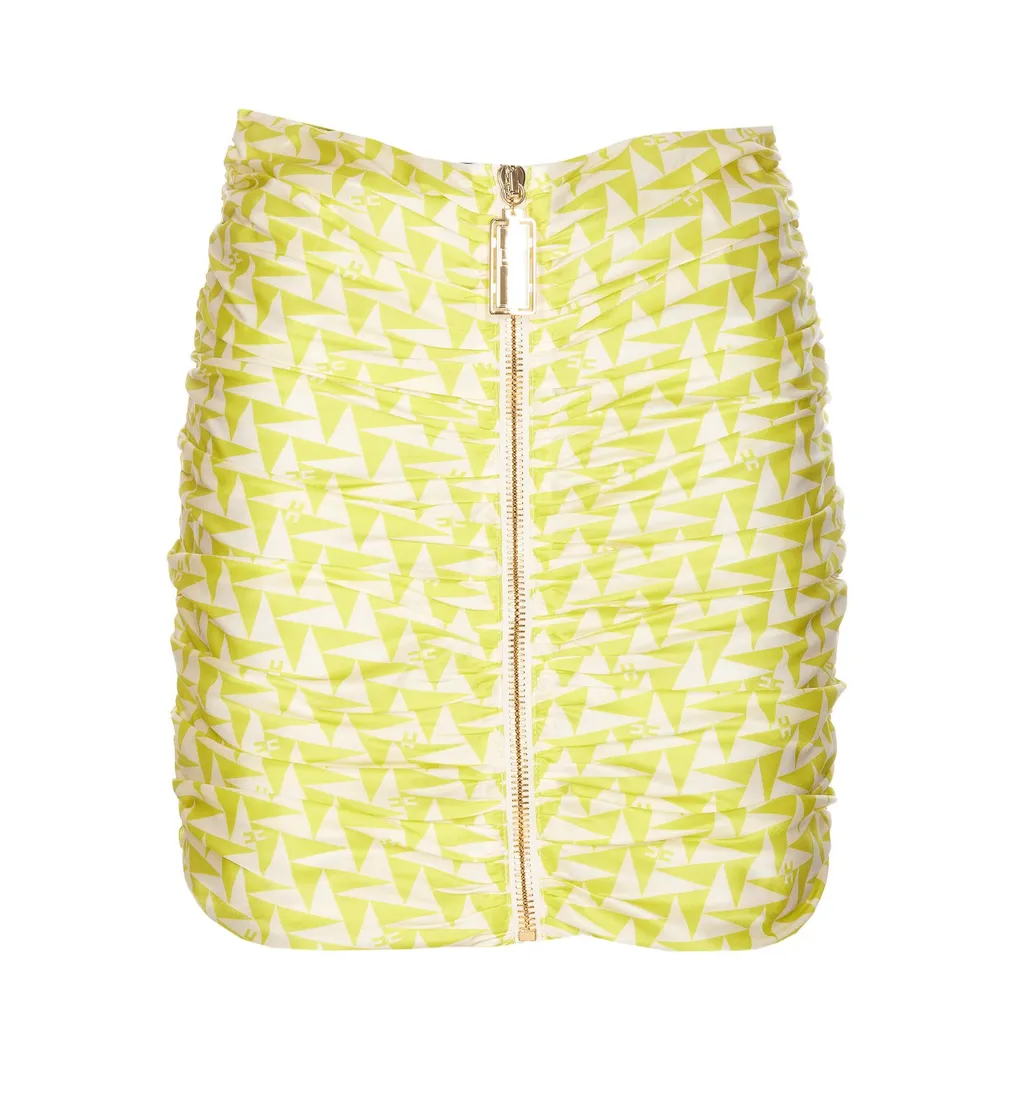 Graphic Printed Draped Mini Skirt