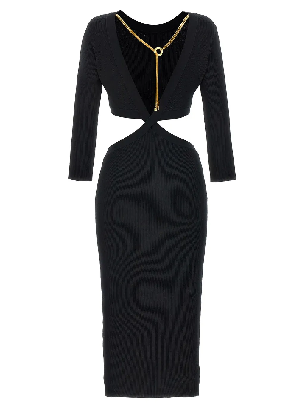 Cut-Out Detailed Ribbed Midi Dress
