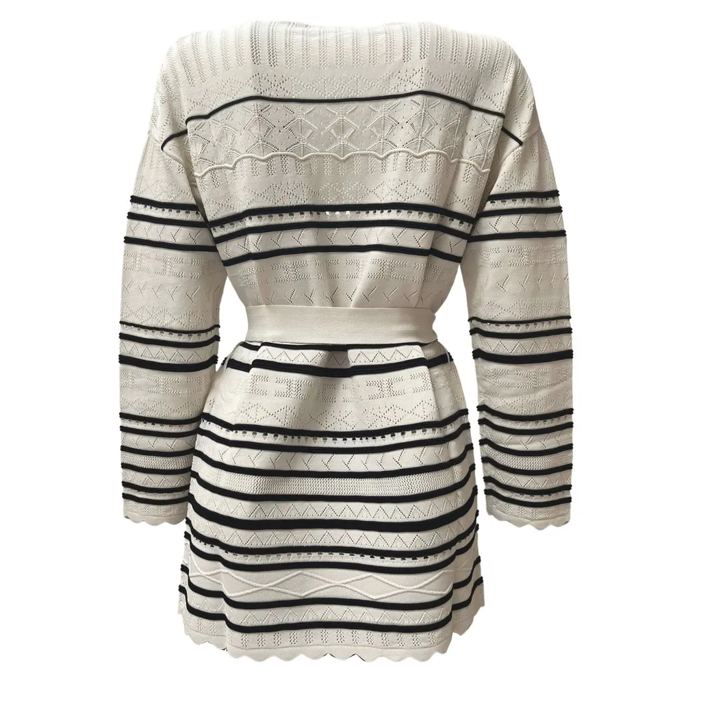 Tied-Waist Striped Cardigan