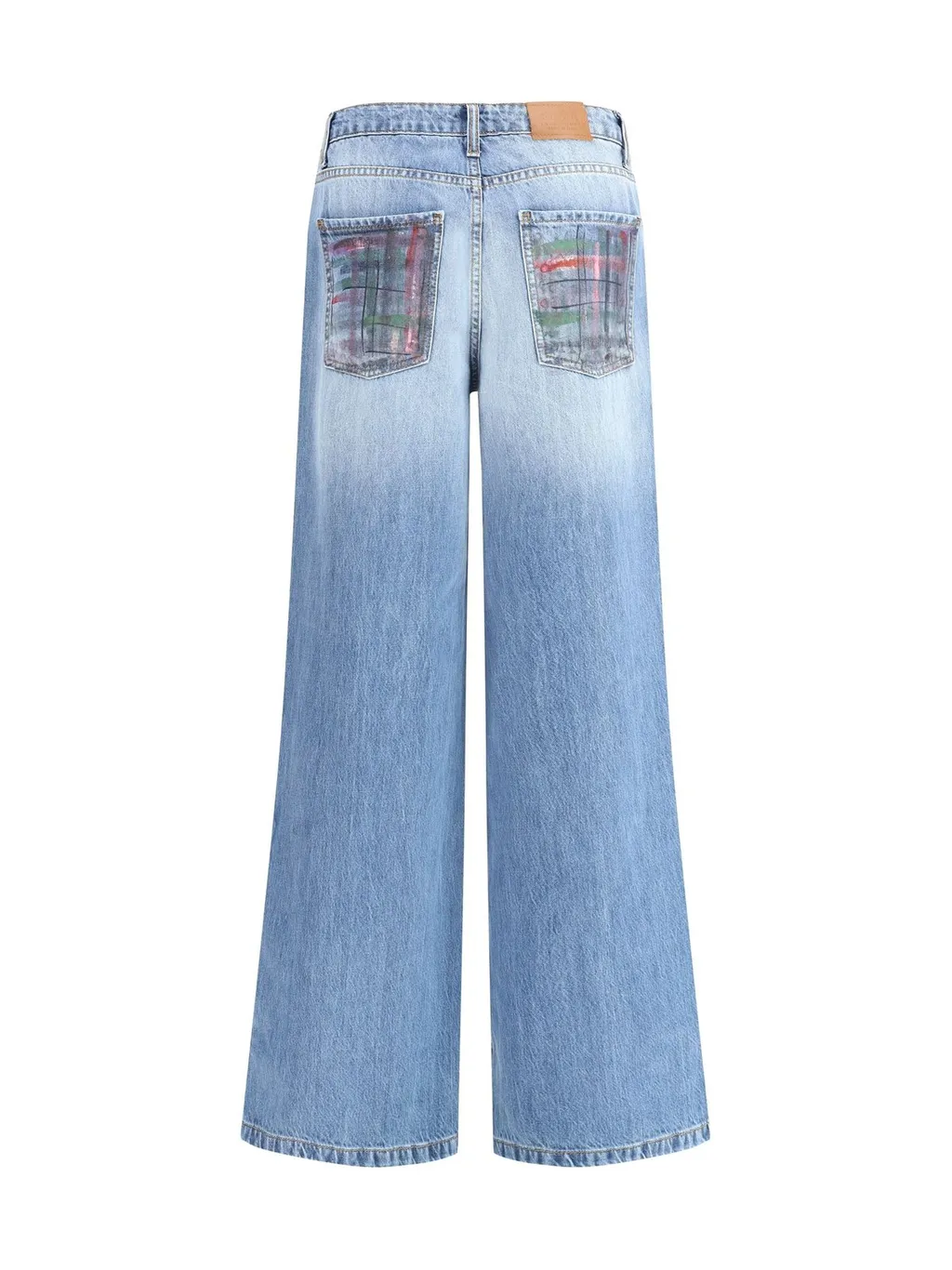 Paint-Splatter Wide-Leg Jeans