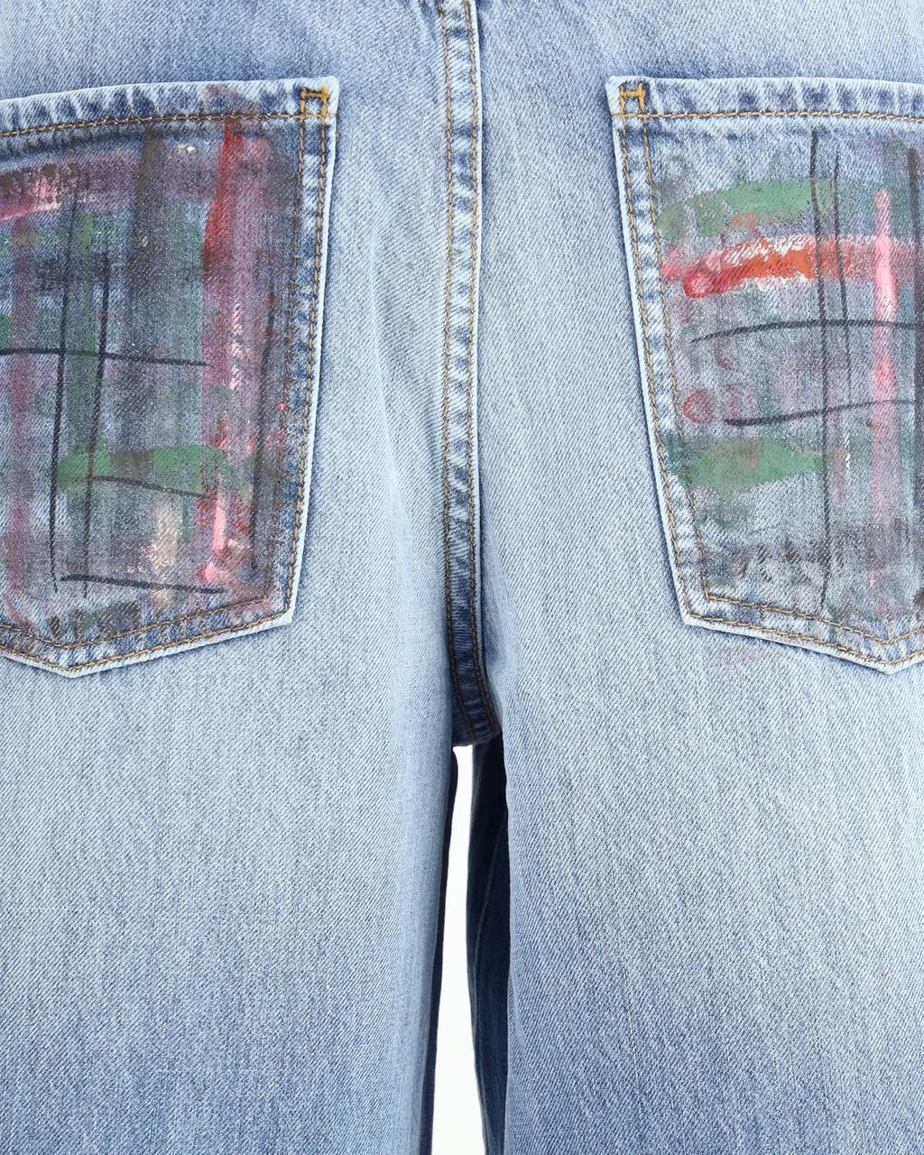 Paint-Splatter Wide-Leg Jeans