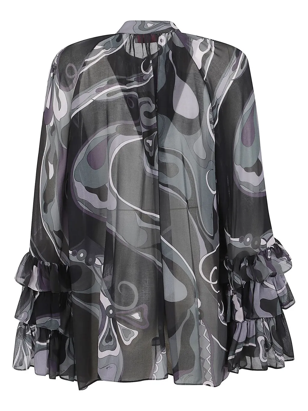 Orchidee Print Ruffled Blouse