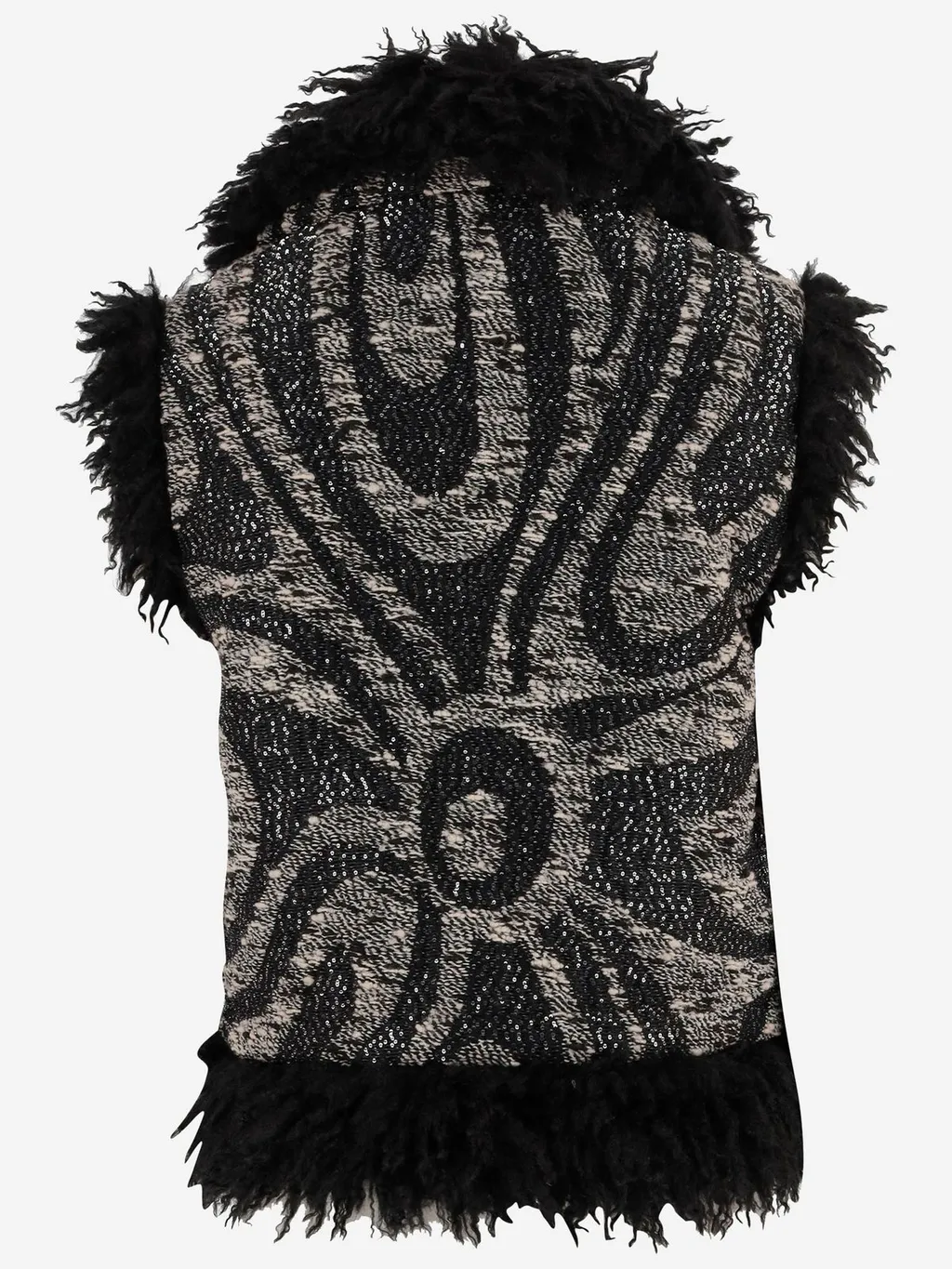 Fur Trim Abstract Vest