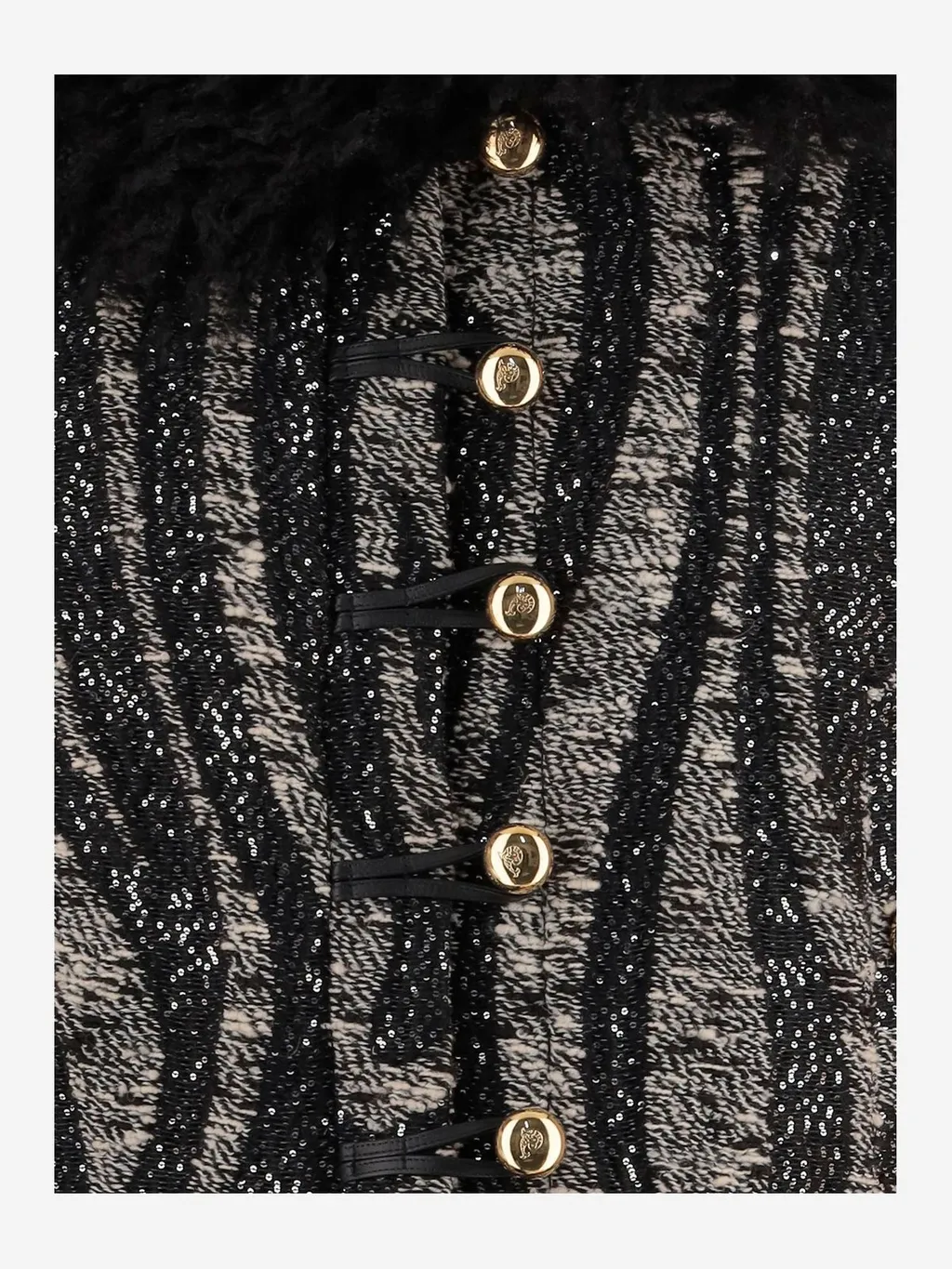 Fur Trim Abstract Vest