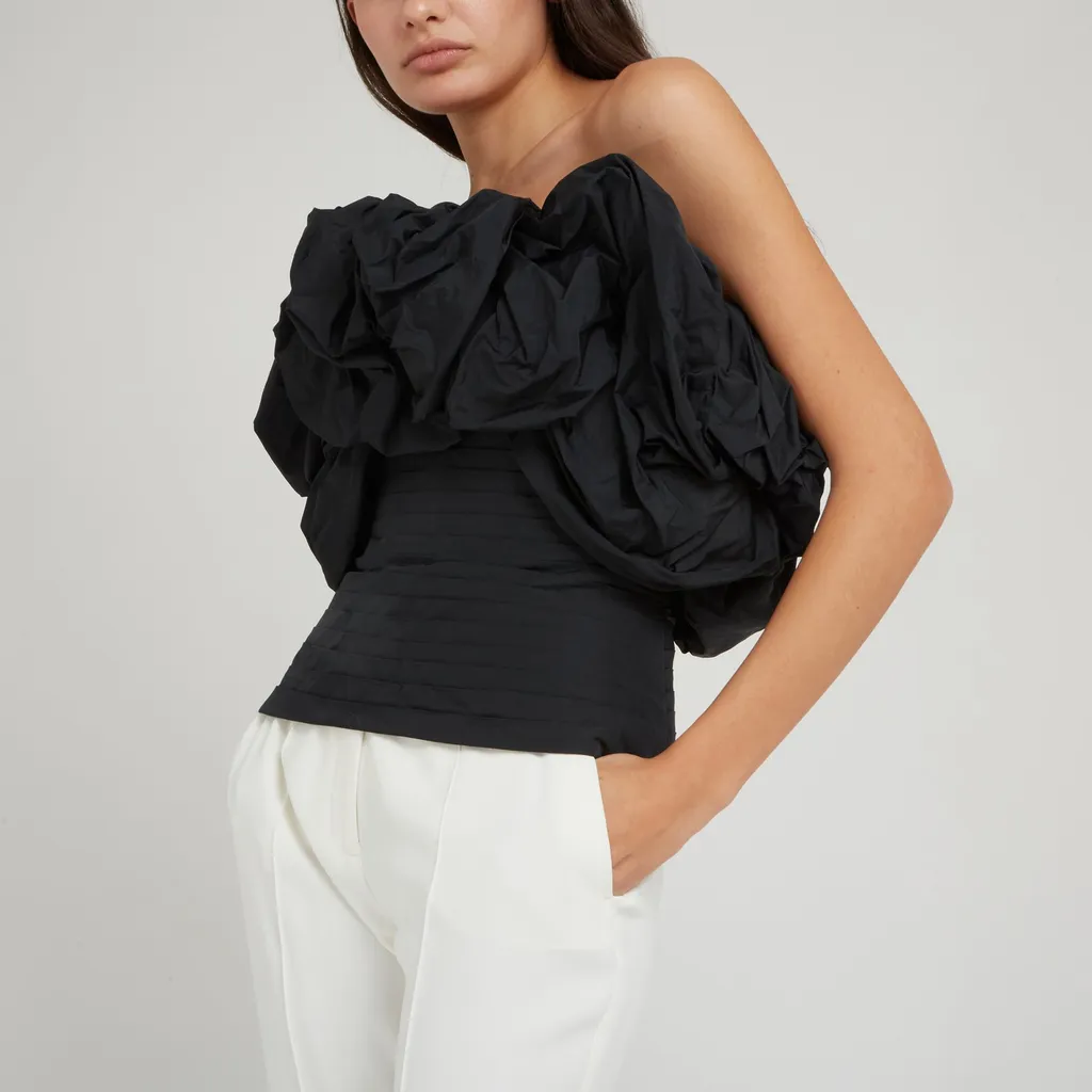 Cropped Taffeta Blouse