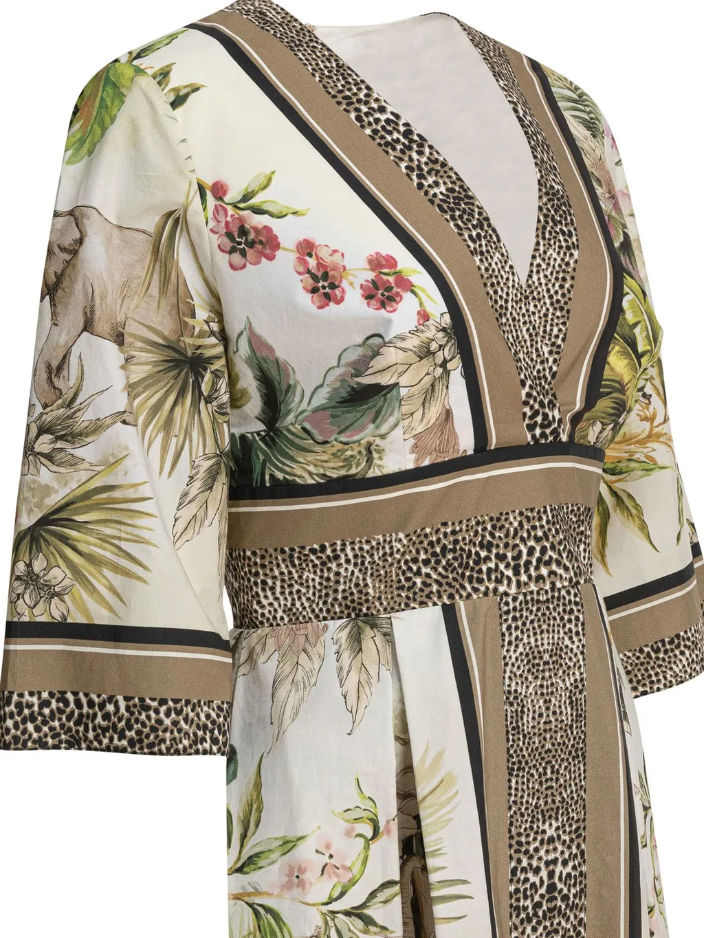 Printed V-Neck Midi Dress