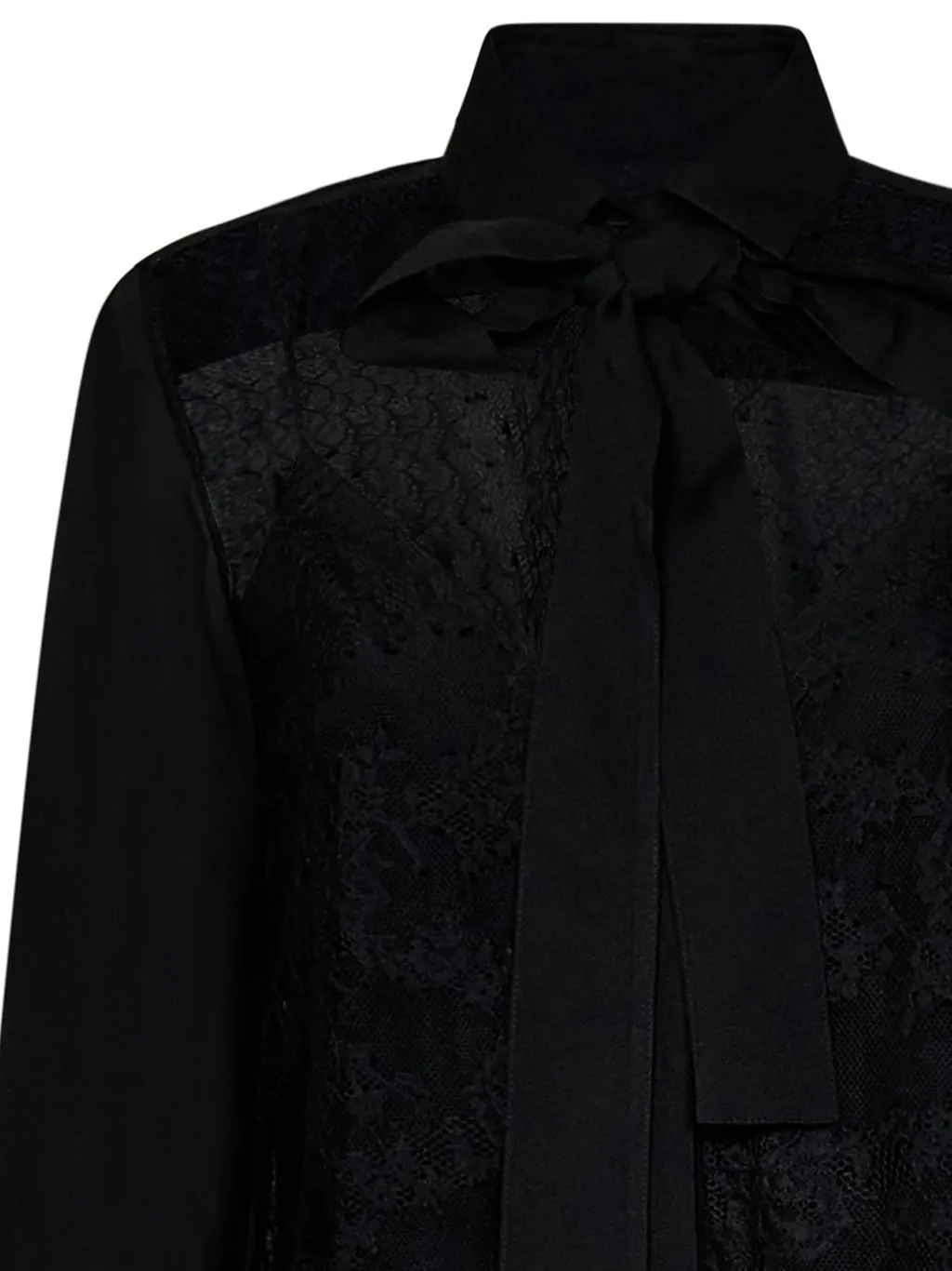 Pussy-Bow Straight Hem Blouse