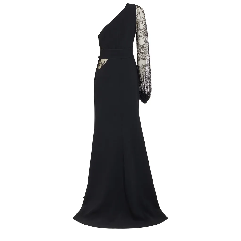 Lace Detailed One-Shoulder Dress