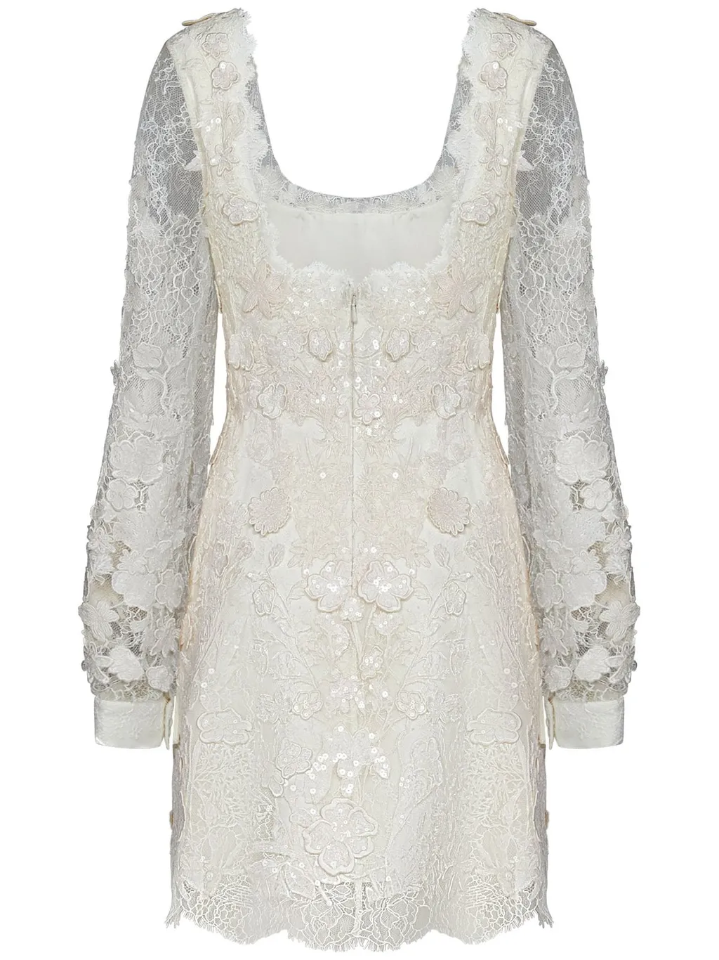 Sequin-Embellished Square Neck Mini Dress