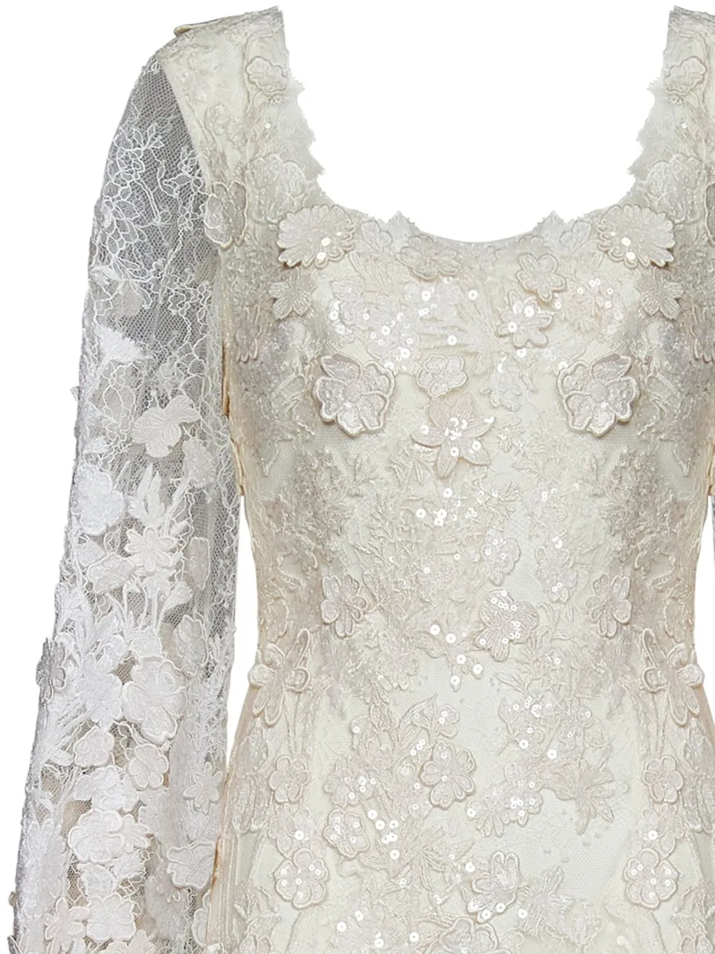 Sequin-Embellished Square Neck Mini Dress