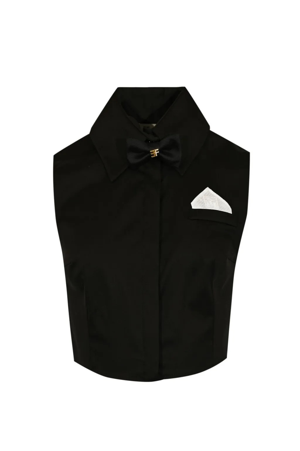 Bow Tie Embellished Cropped Shirt