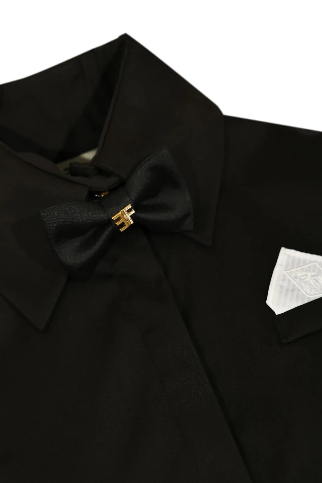 Bow Tie Embellished Cropped Shirt