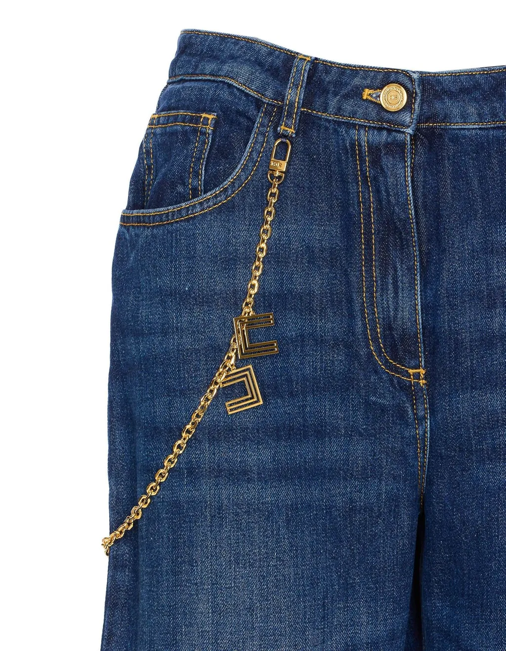 Logo Pendant Chain Embellished Jeans