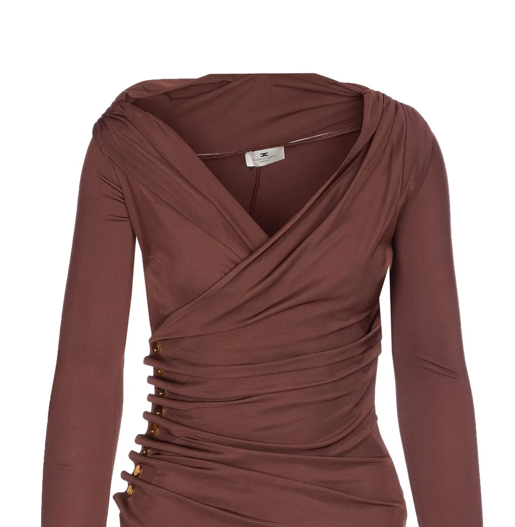 Embellished Button Jersey Dress