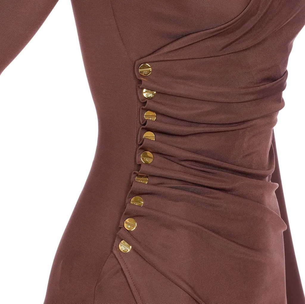 Embellished Button Jersey Dress