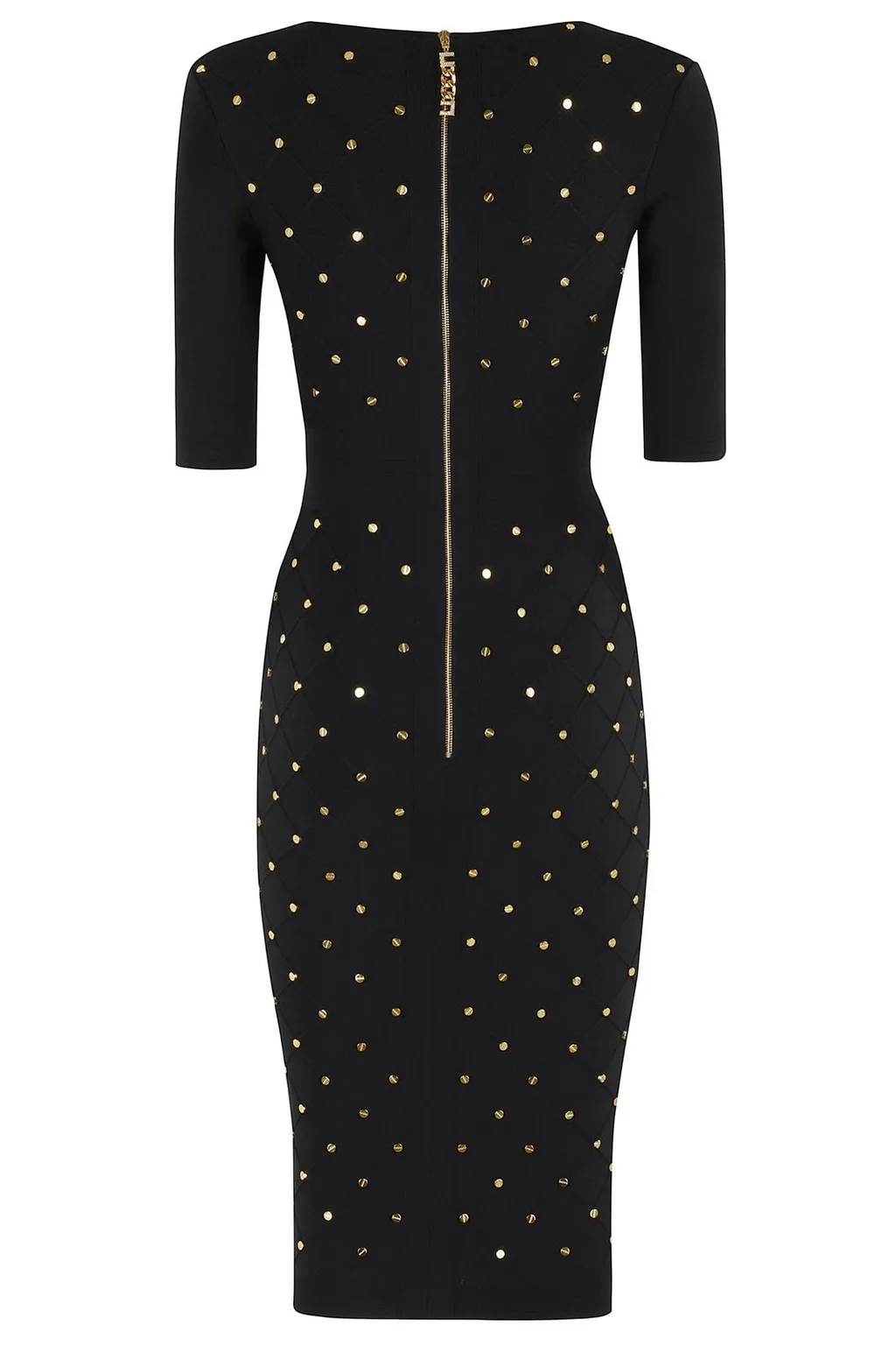 Embellished V-Neck Knitted Dress