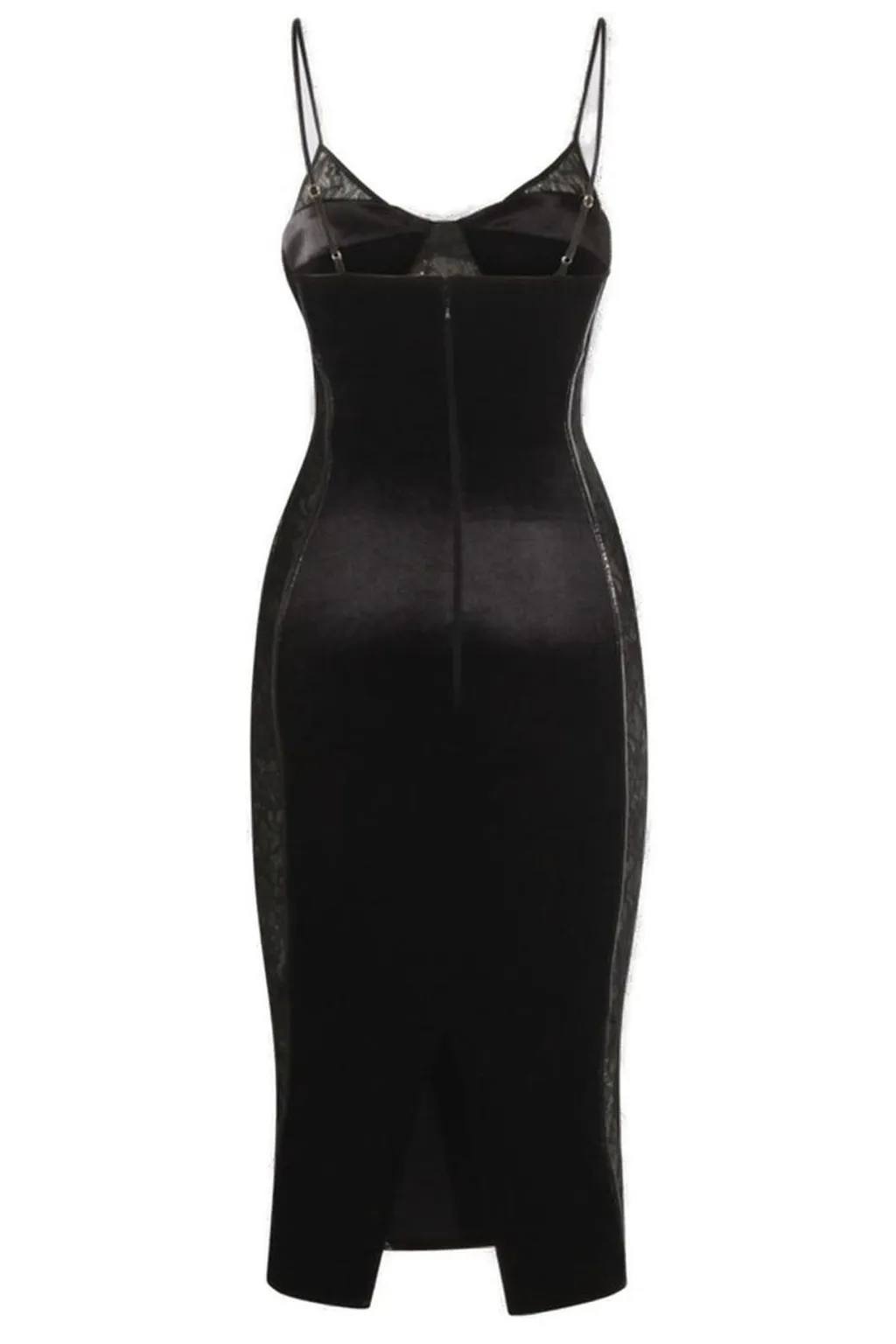 Lace-Panelled Embellished Midi Dress