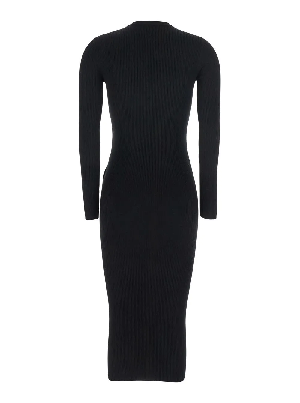 Long Sleeved V-Neck Ribbed Dress