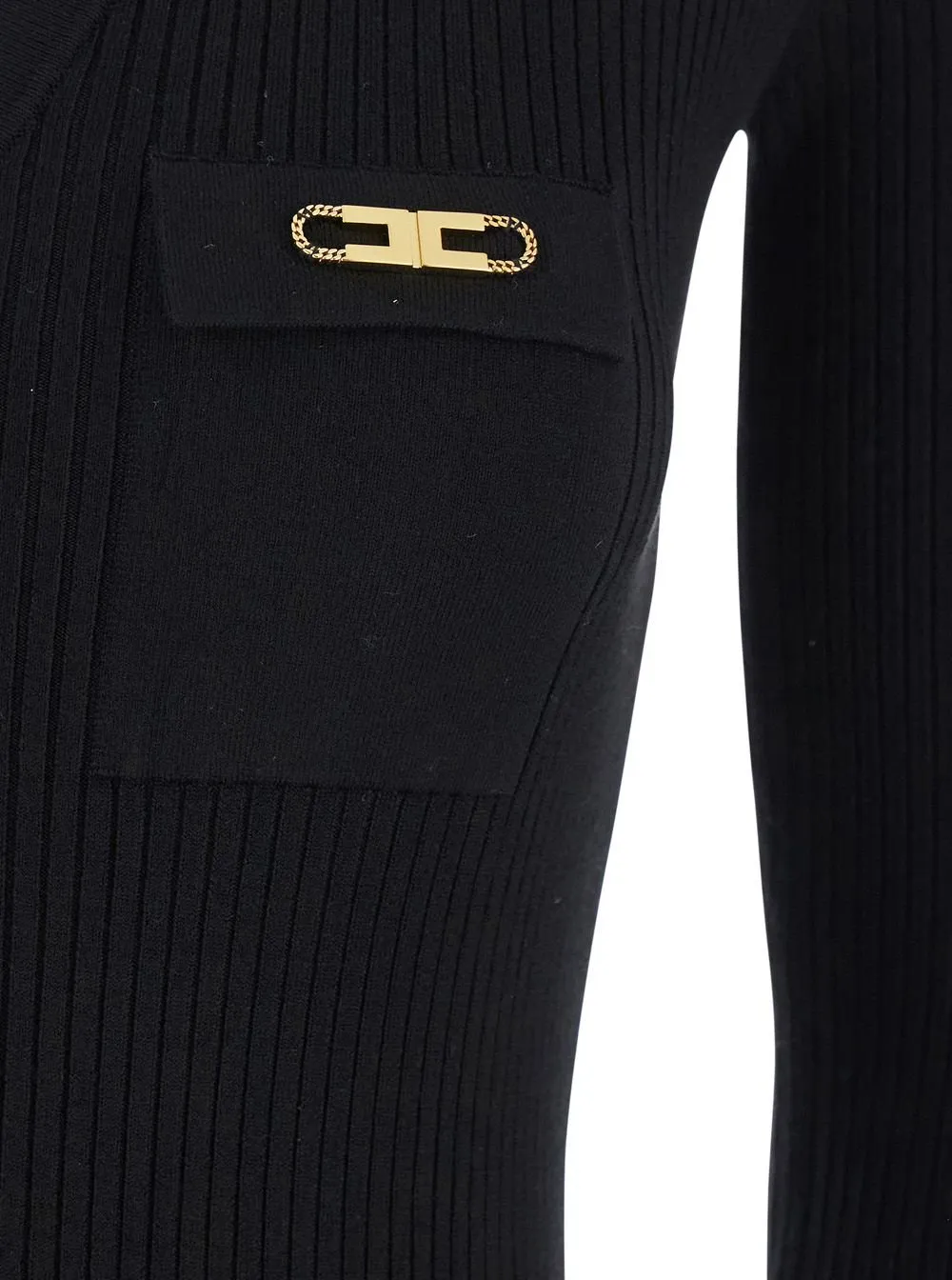 Long Sleeved V-Neck Ribbed Dress