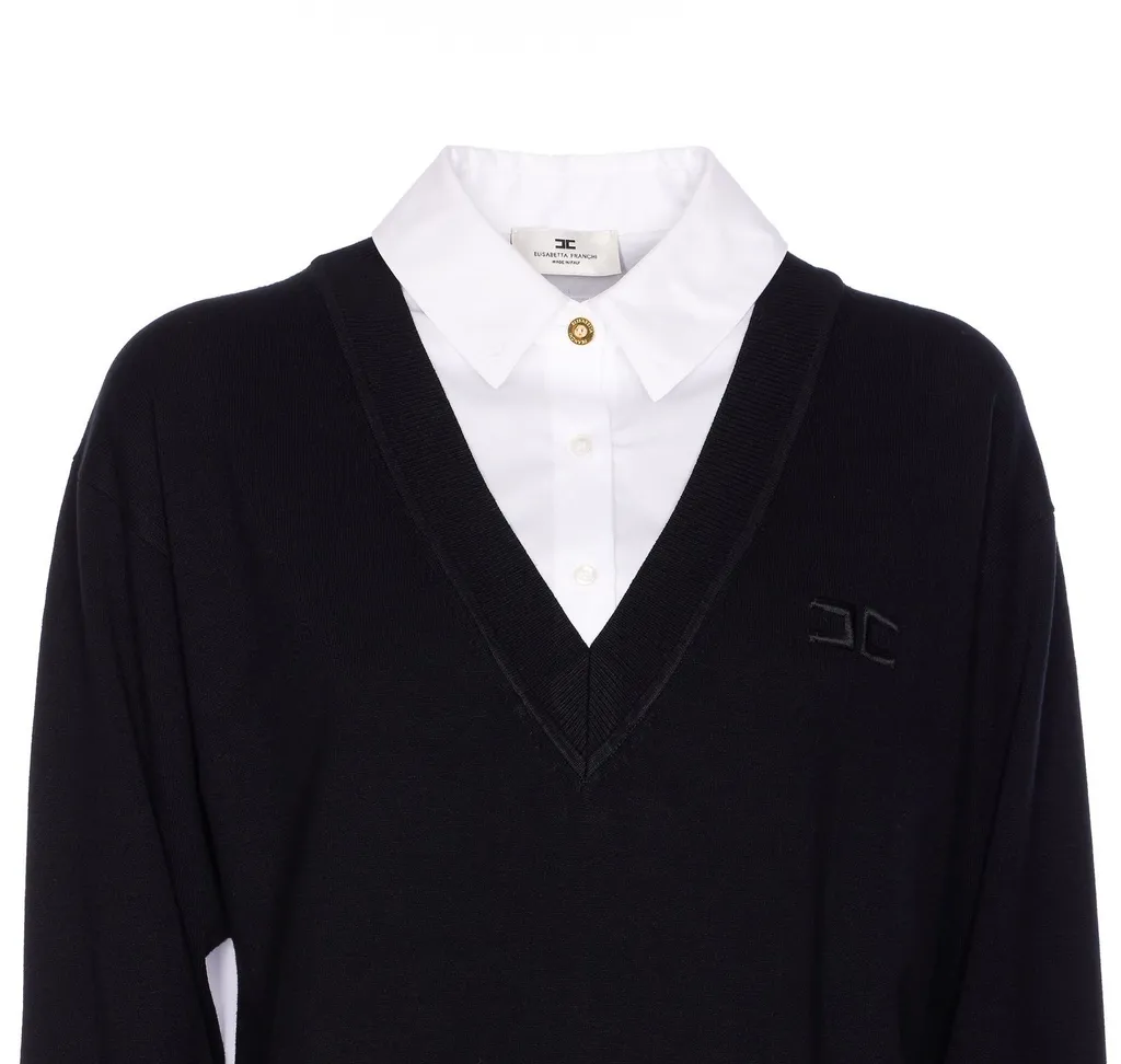 Logo-Embroidered Long-Sleeved Dress