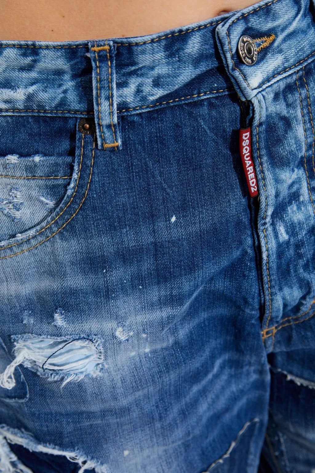 Distressed Straight-Leg Jeans