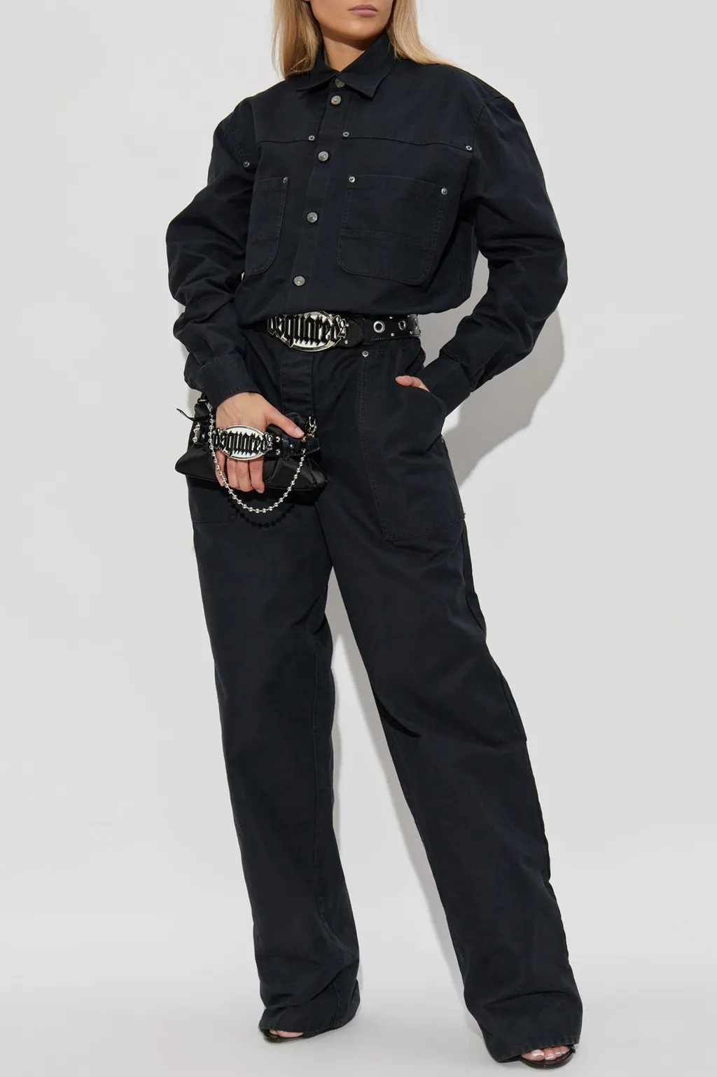 Buttoned Long Sleeved Jumpsuit