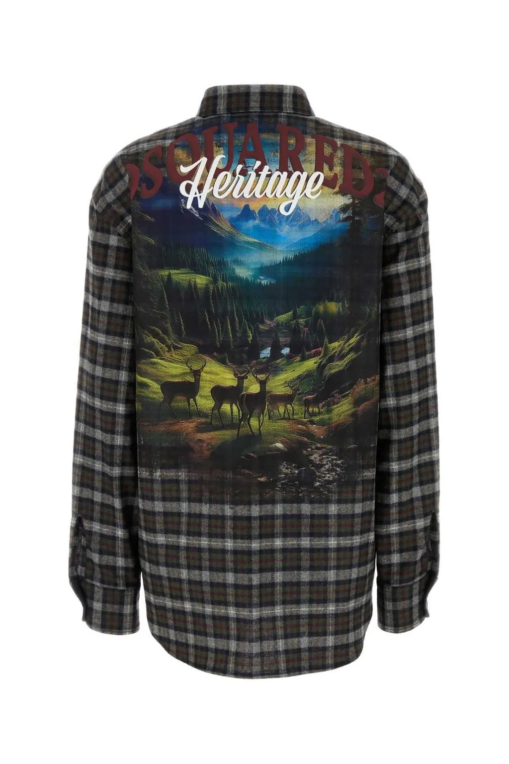 Graphic Printed Checked Buttoned Shirt