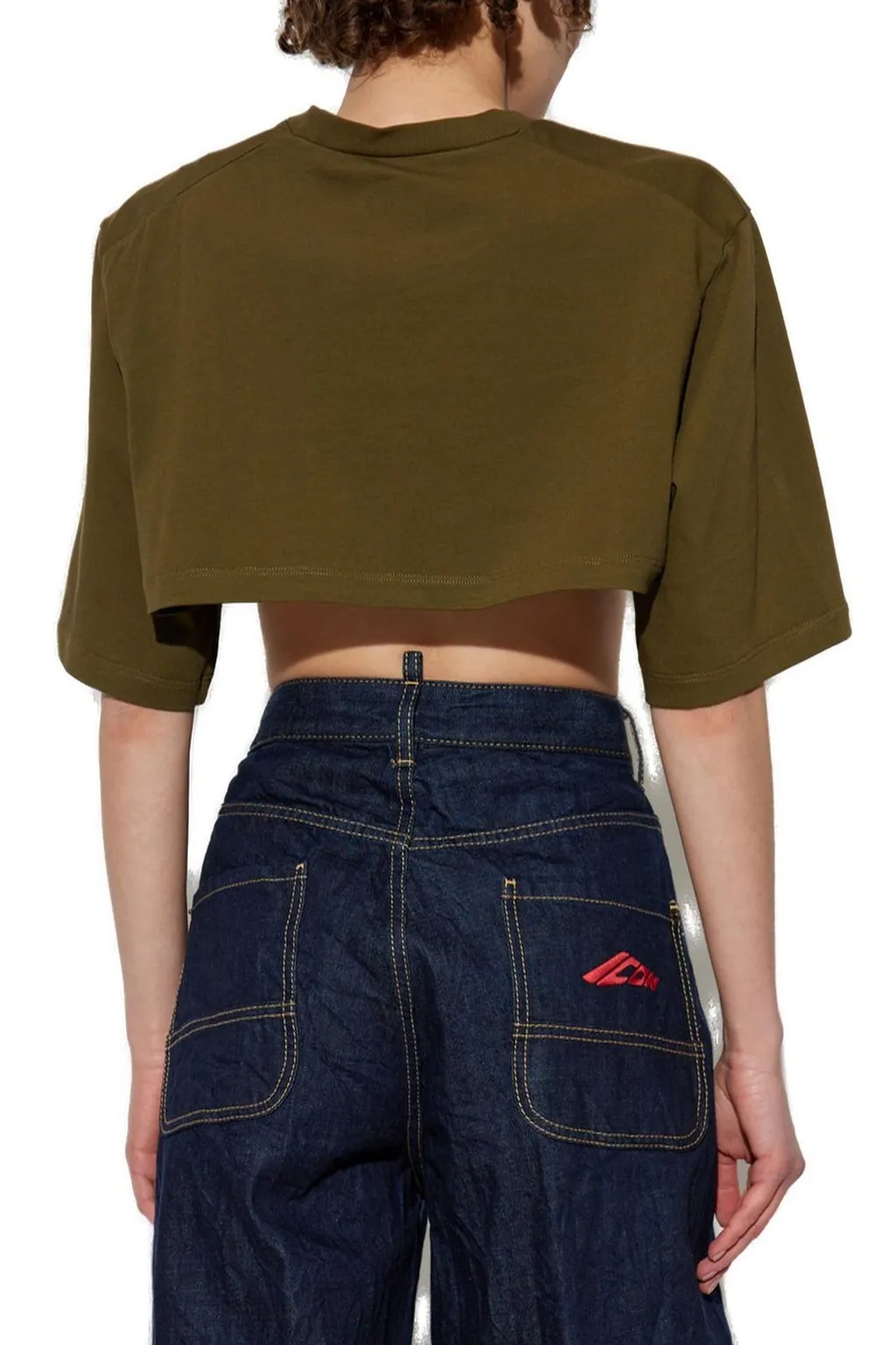 Logo Embroidered Cropped T-Shirt
