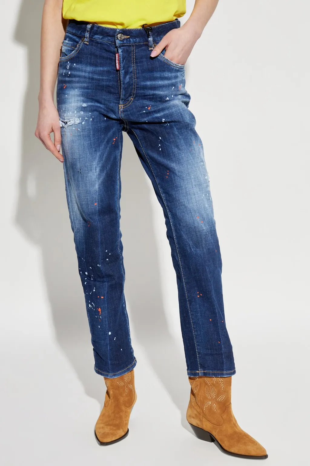 Distressed Straight-Leg Jeans