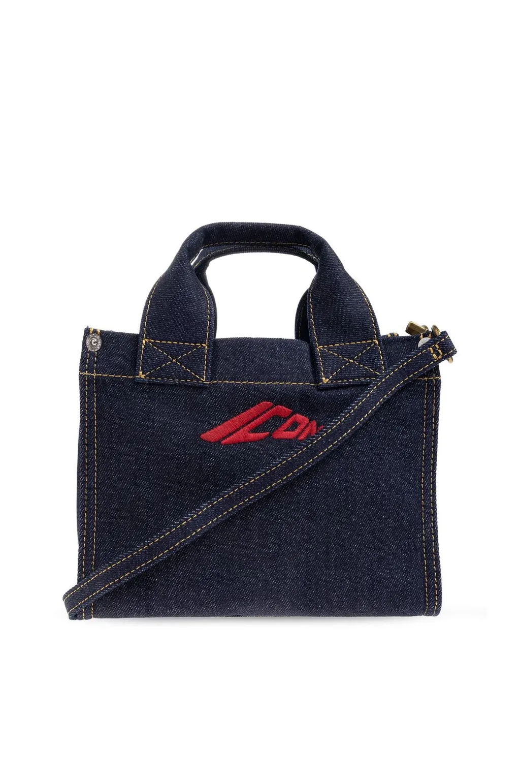 Icon Logo Embroidered Mini Denim Tote Bag