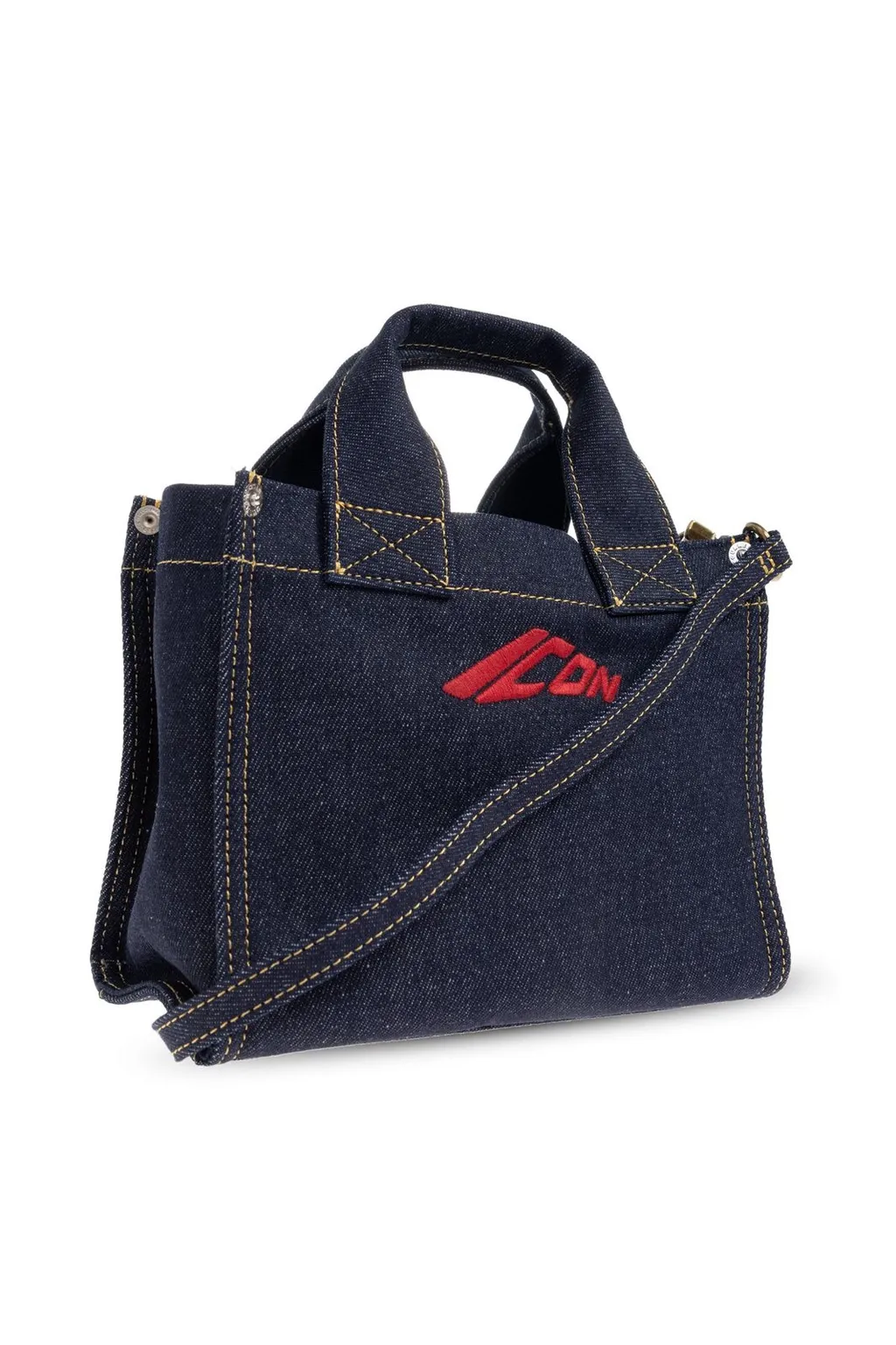 Icon Logo Embroidered Mini Denim Tote Bag