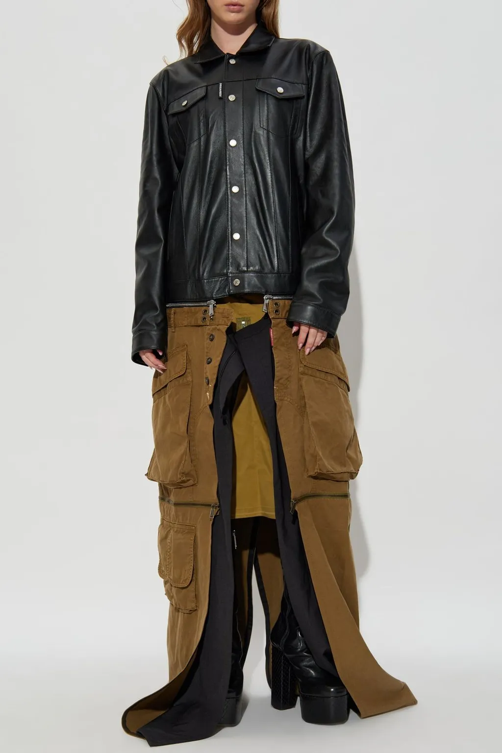 Snap-Button Leather Jacket