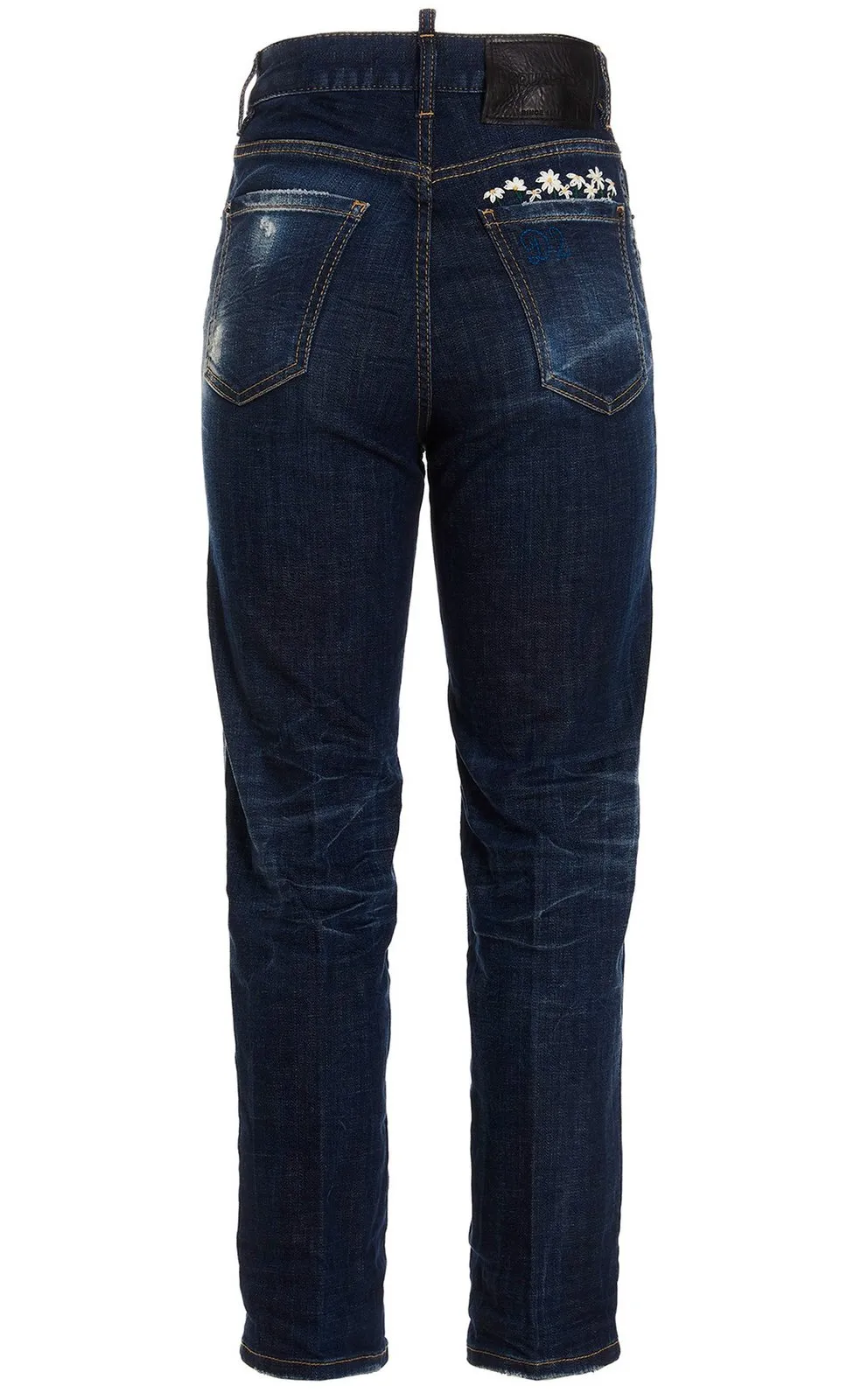 Embroidered Distressed Effect Jeans