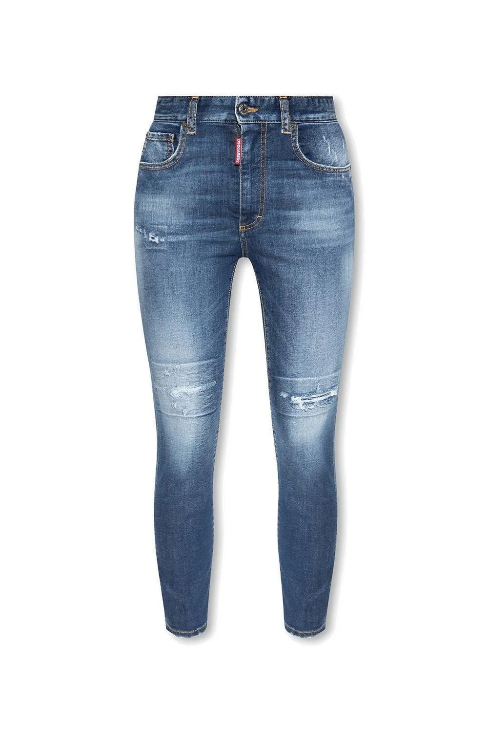 Mid-Rise Slim-Fit Distressed Jeans