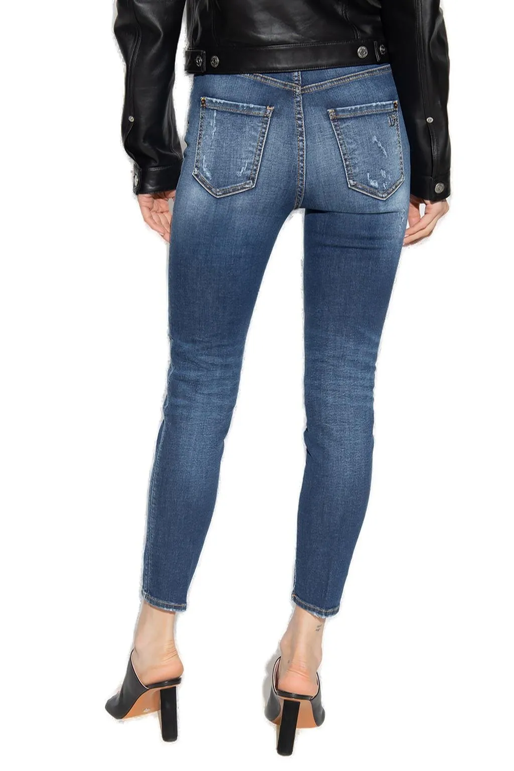 Mid-Rise Slim-Fit Distressed Jeans