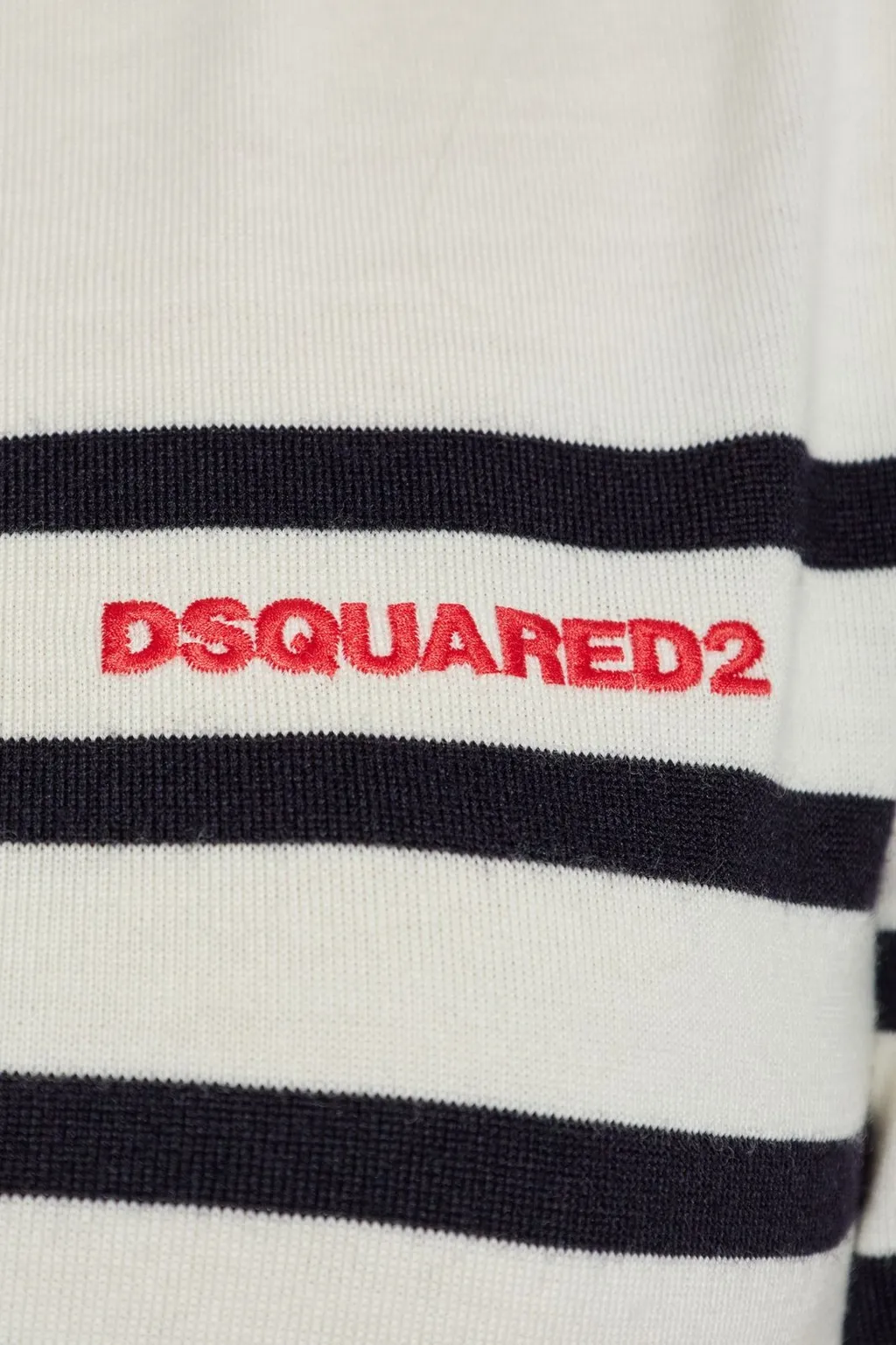 Logo Embroidered Striped Cropped Jumper