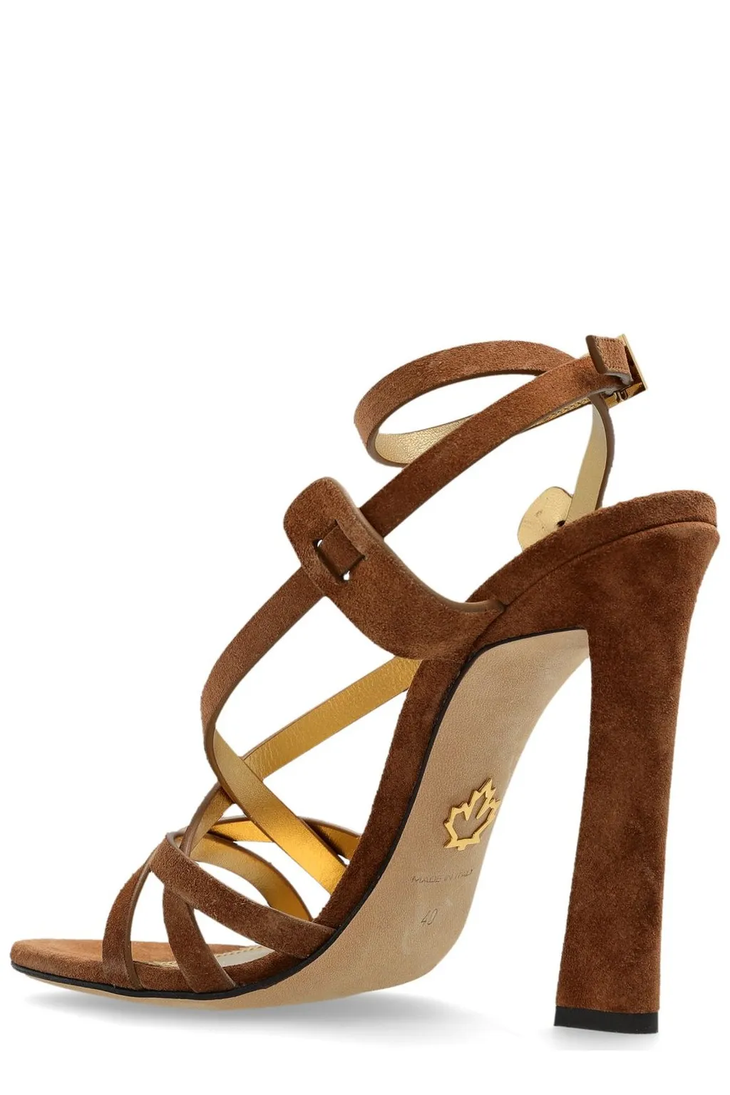 Twin Crossover-Strap Heeled Sandals