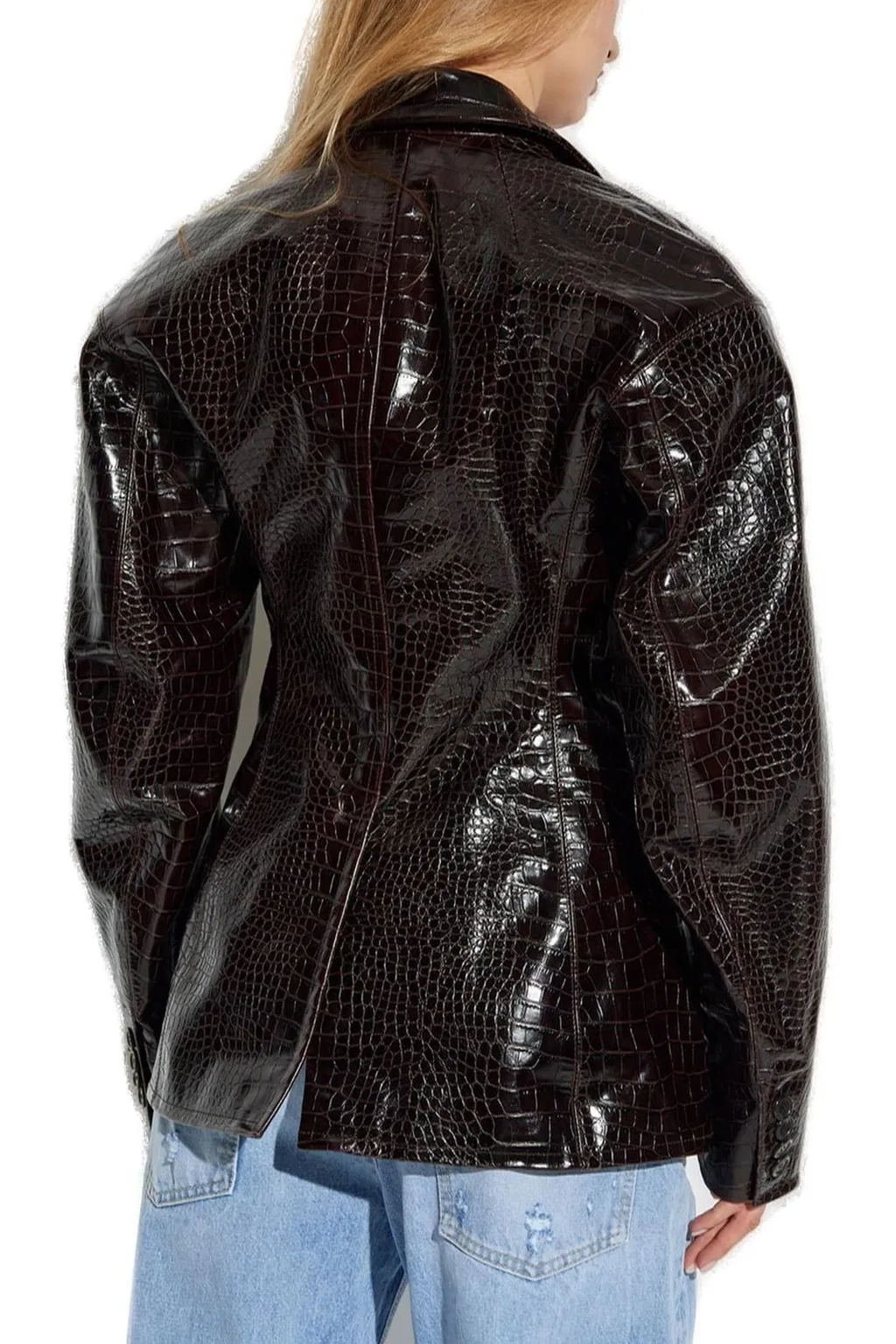 Single Breasted Embossed Leather Jacket