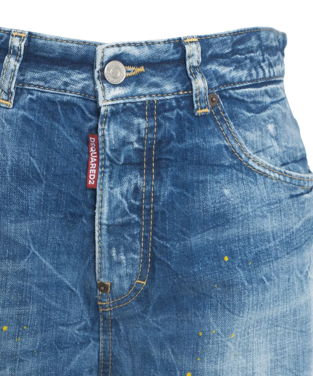 Wide-Leg Distressed Jeans