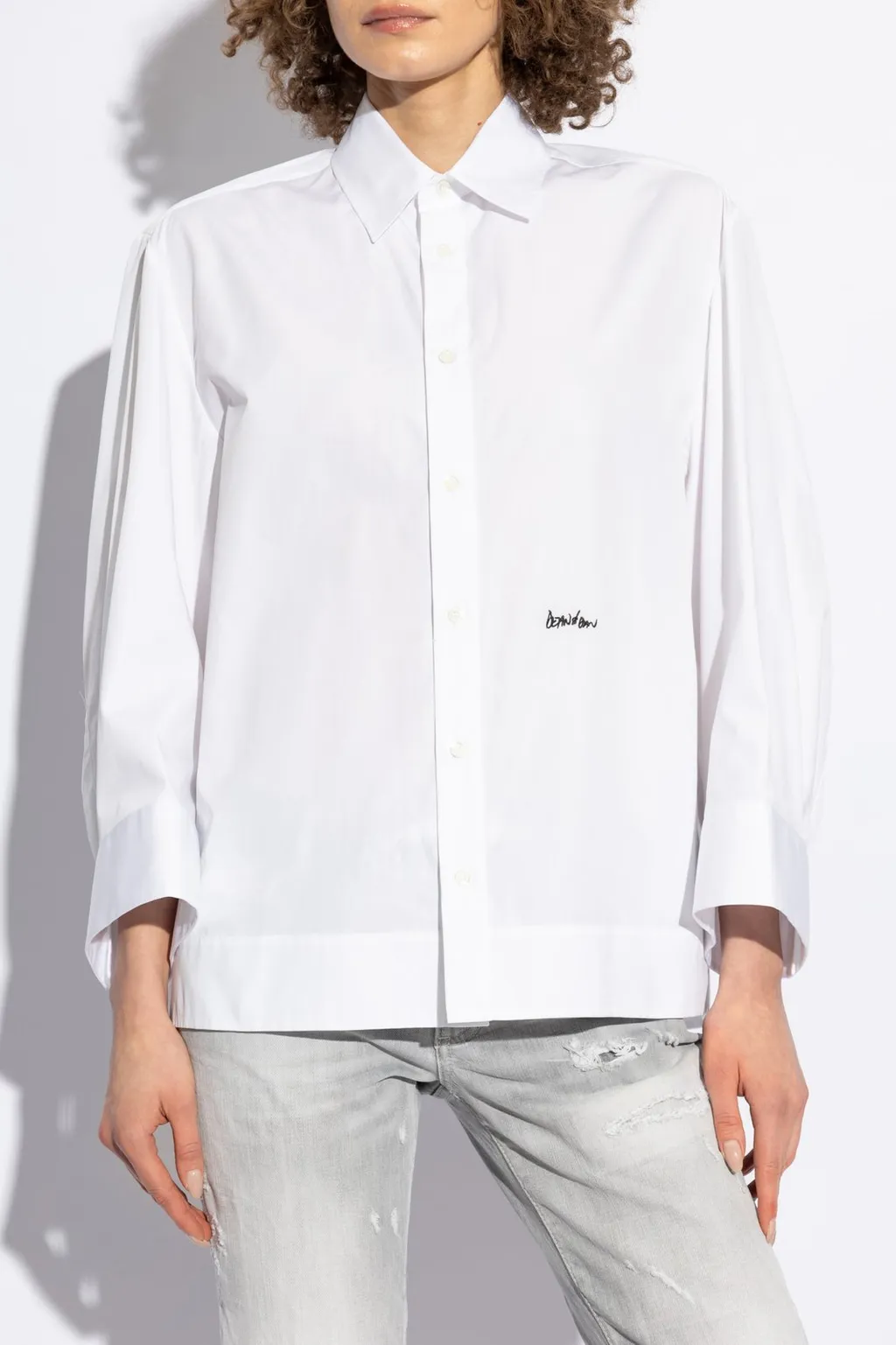 Logo Embroidered Long Sleeved Shirt