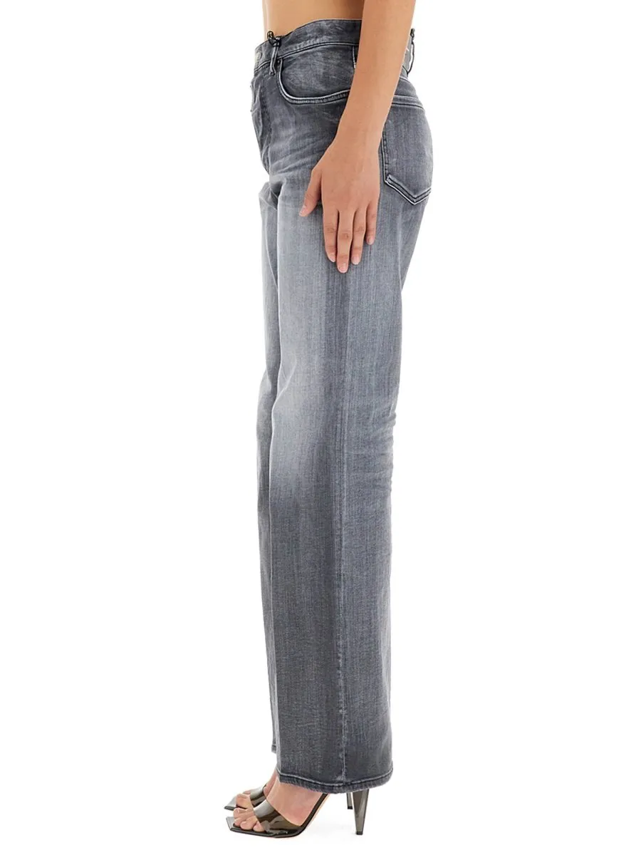 Faded Effect Straight-Leg Jeans