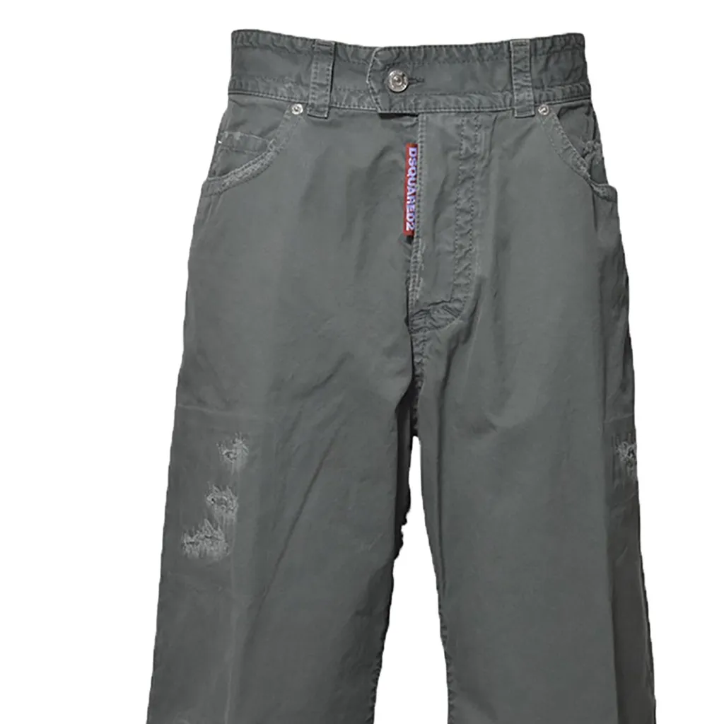 Distressed Straight-Leg Trousers