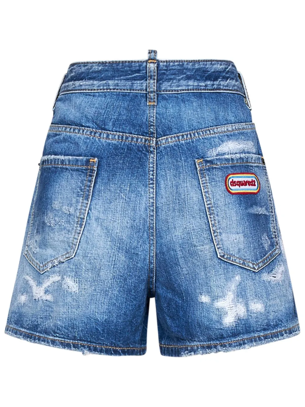 Logo Patch Distressed Denim Shorts