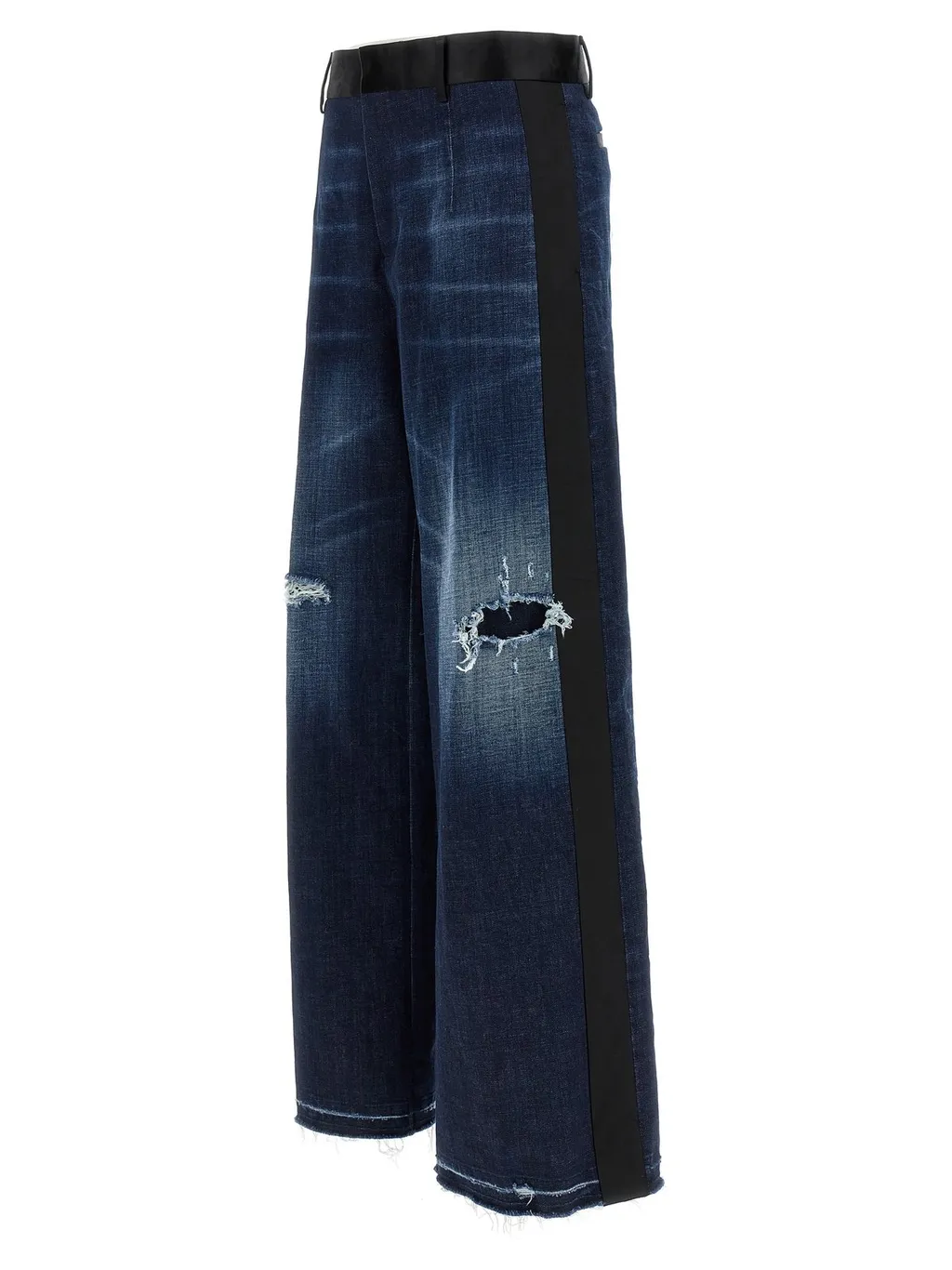Distressed Wide-Leg Jeans