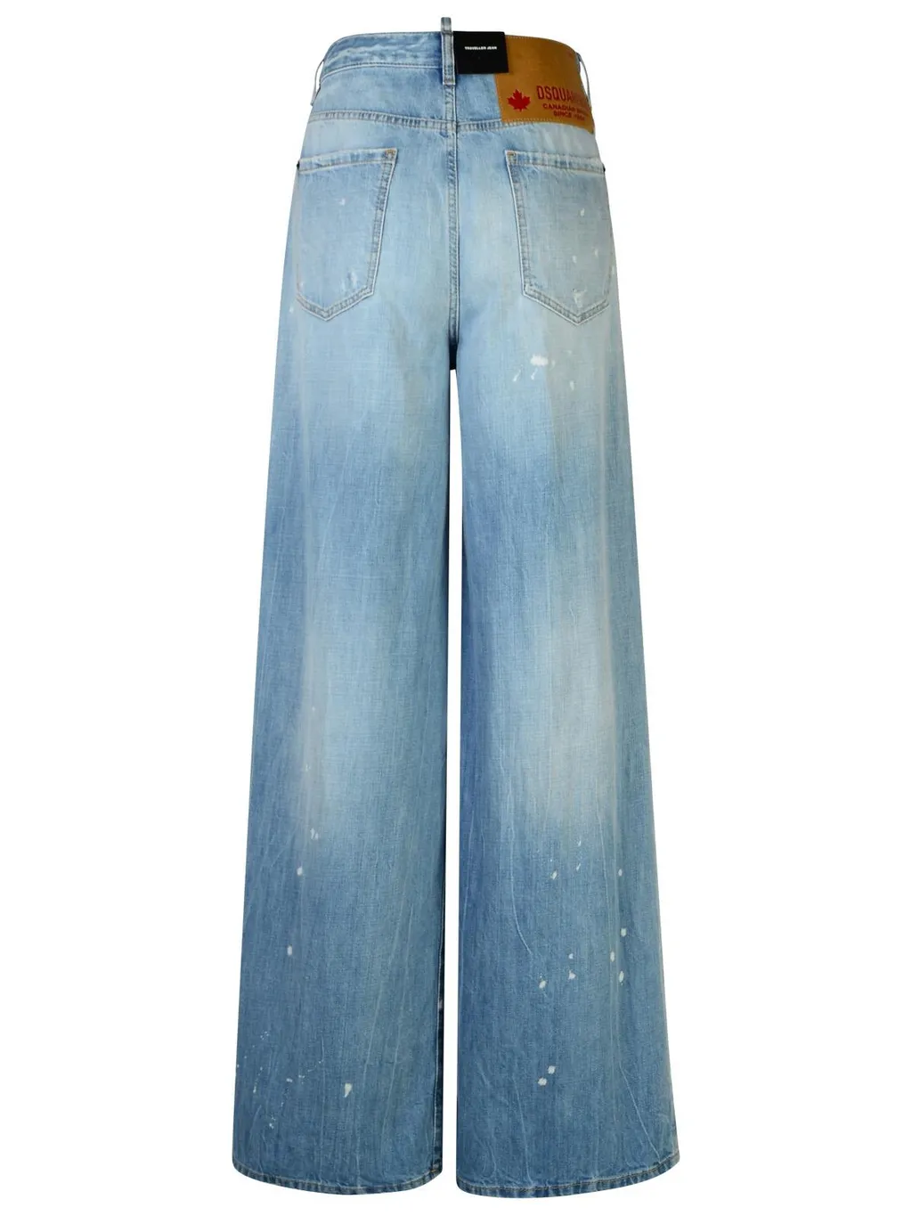 Logo-Patch Distressed Wide-Leg Jeans