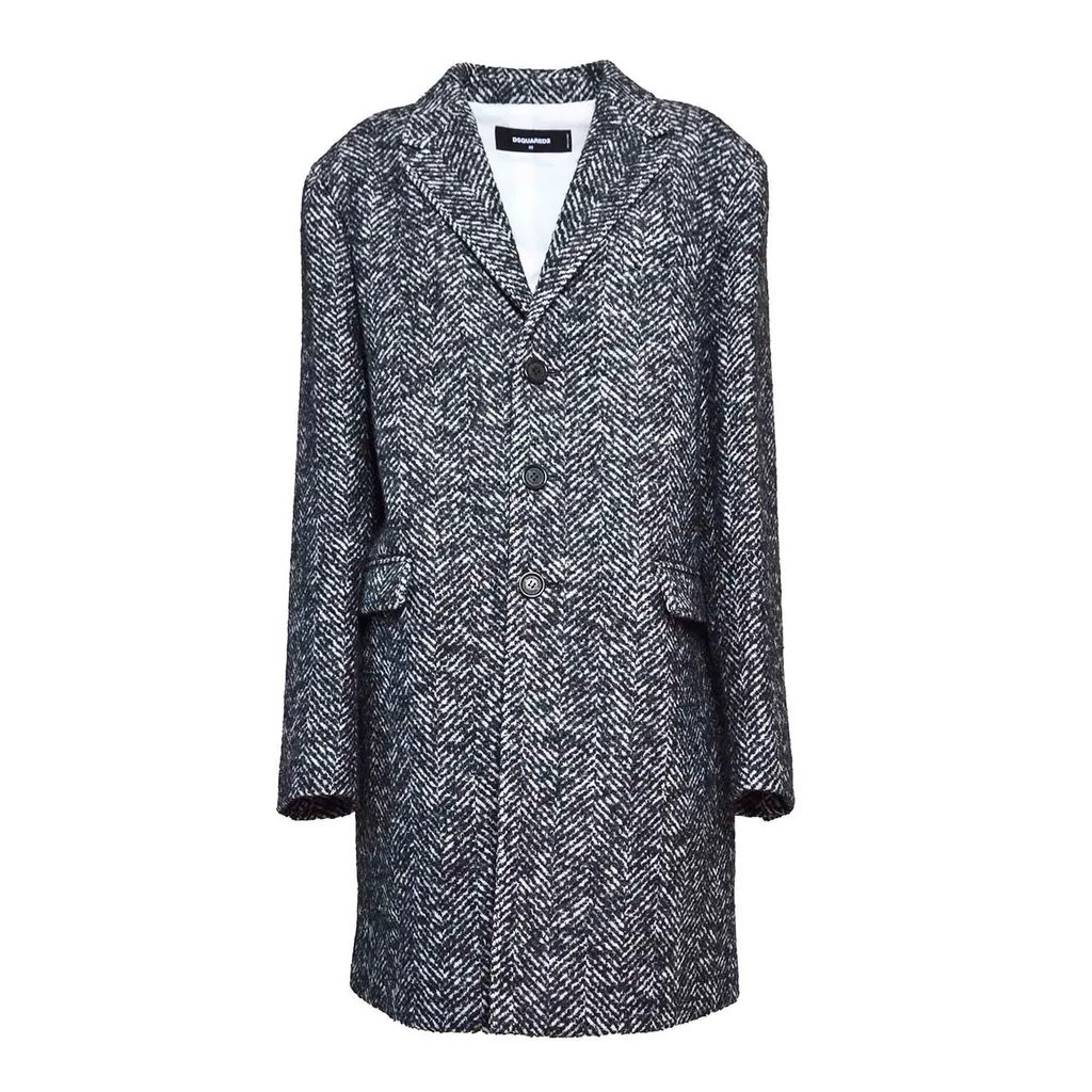 Single-Breasted Herringbone Coat