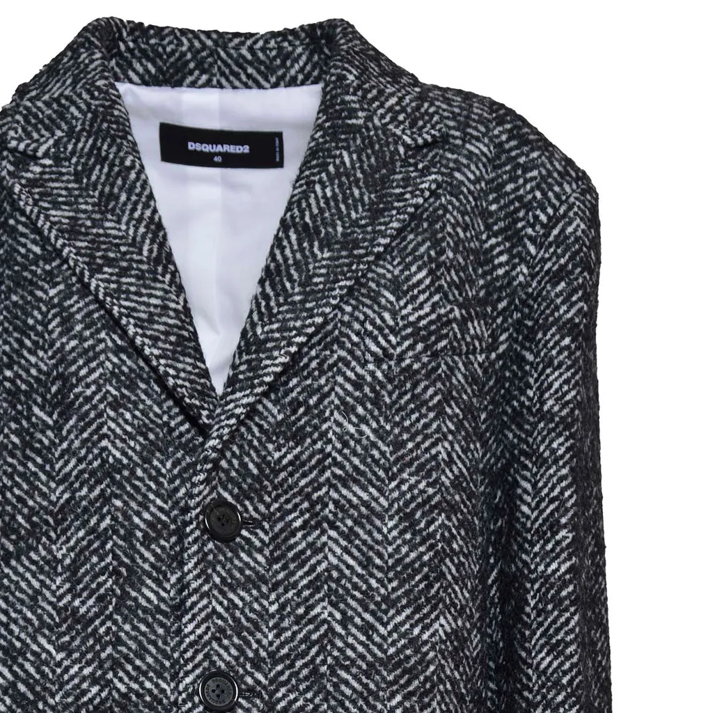 Single-Breasted Herringbone Coat